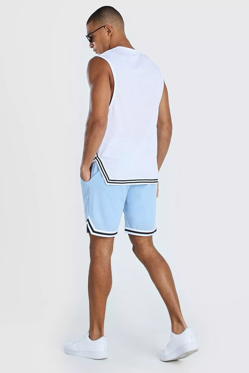 Offcl Basketball Jersey Shorts With Tape | boohooMAN USA