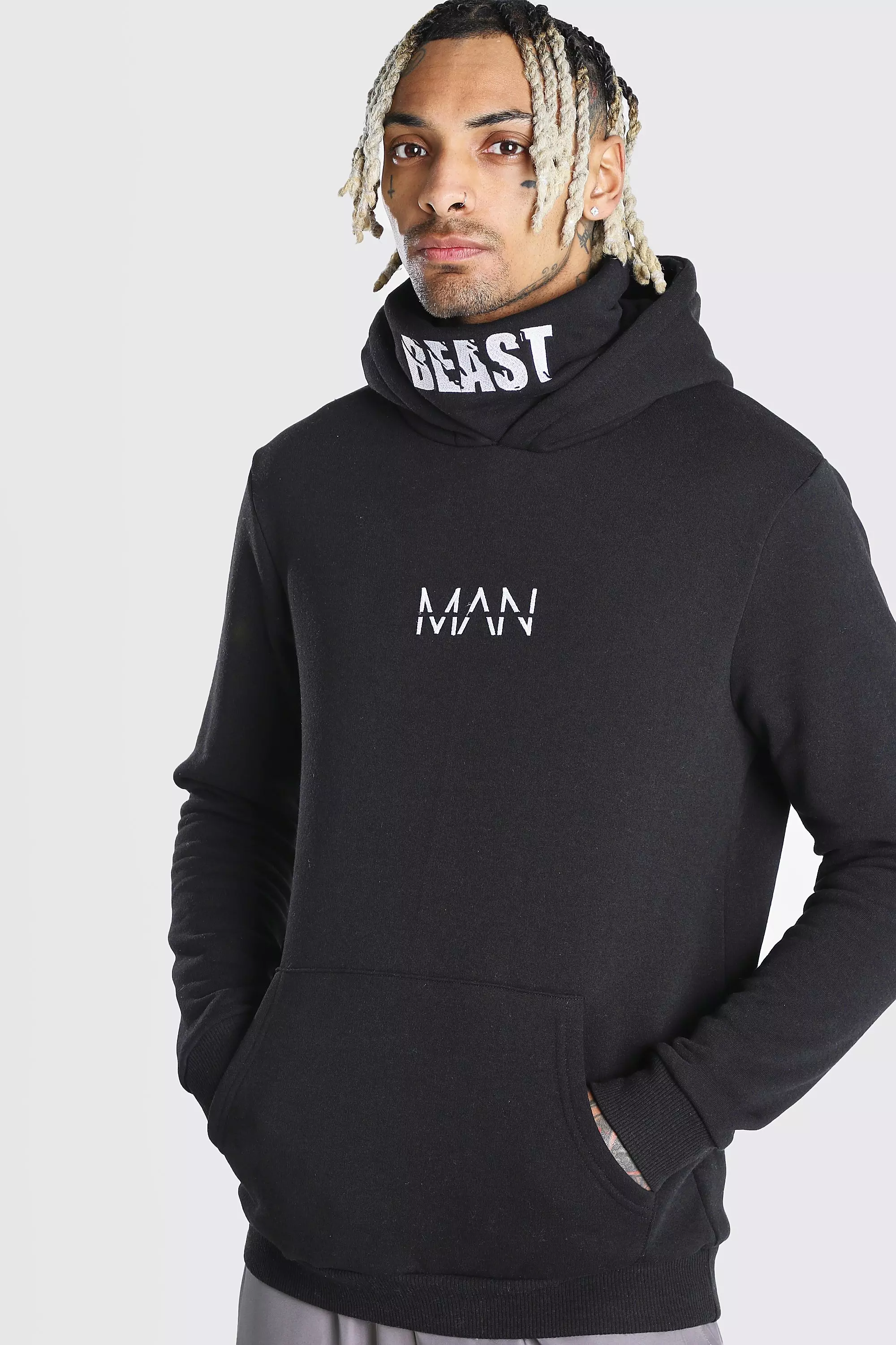 MAN X Beast Snood Hoodie boohooMAN USA