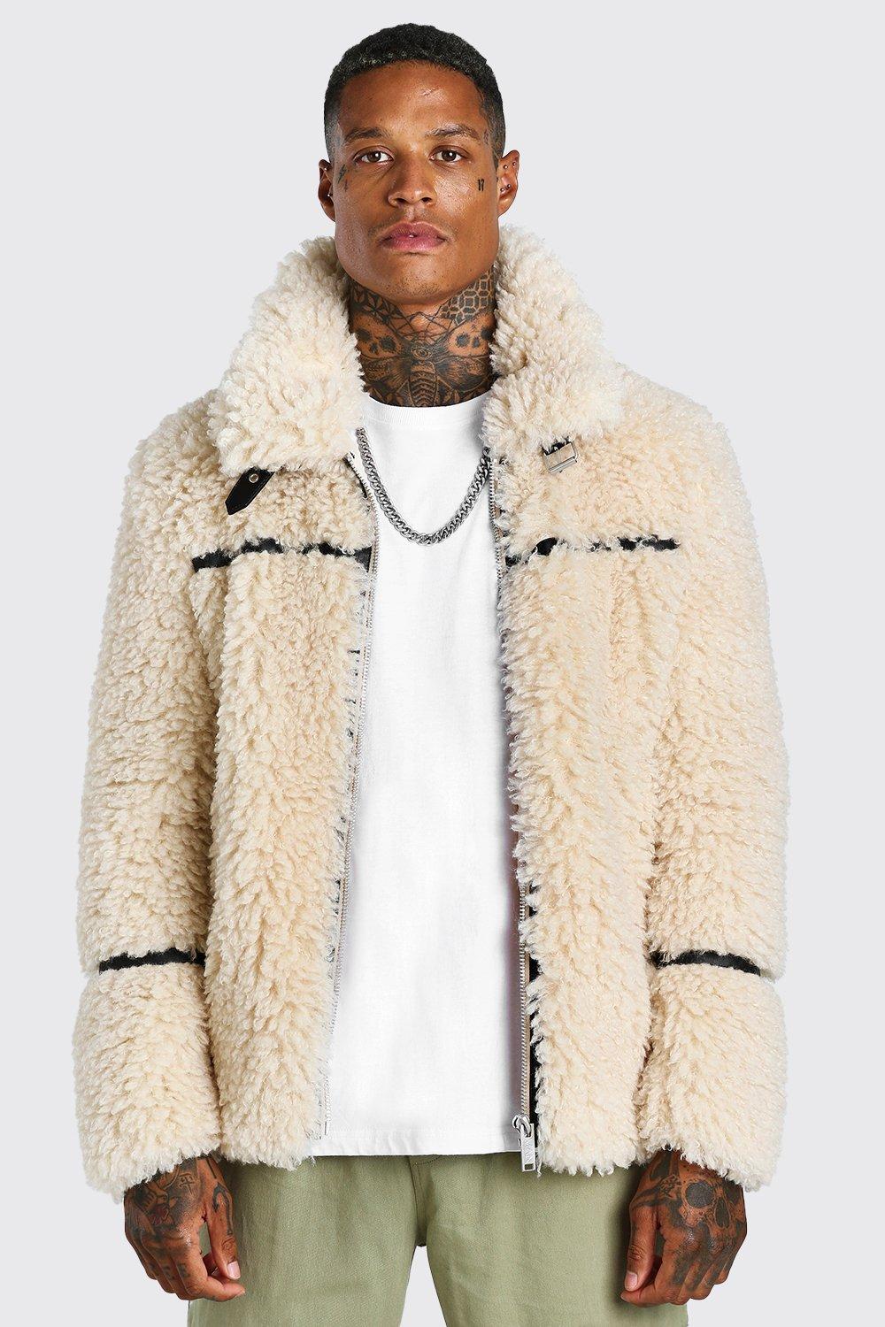 cream fur aviator jacket