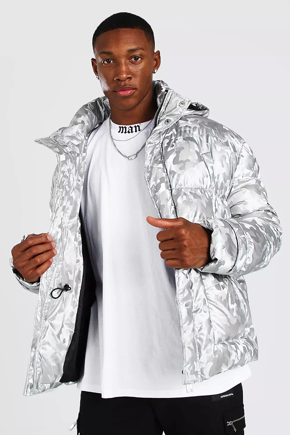 Mens silver 2025 puffer coat