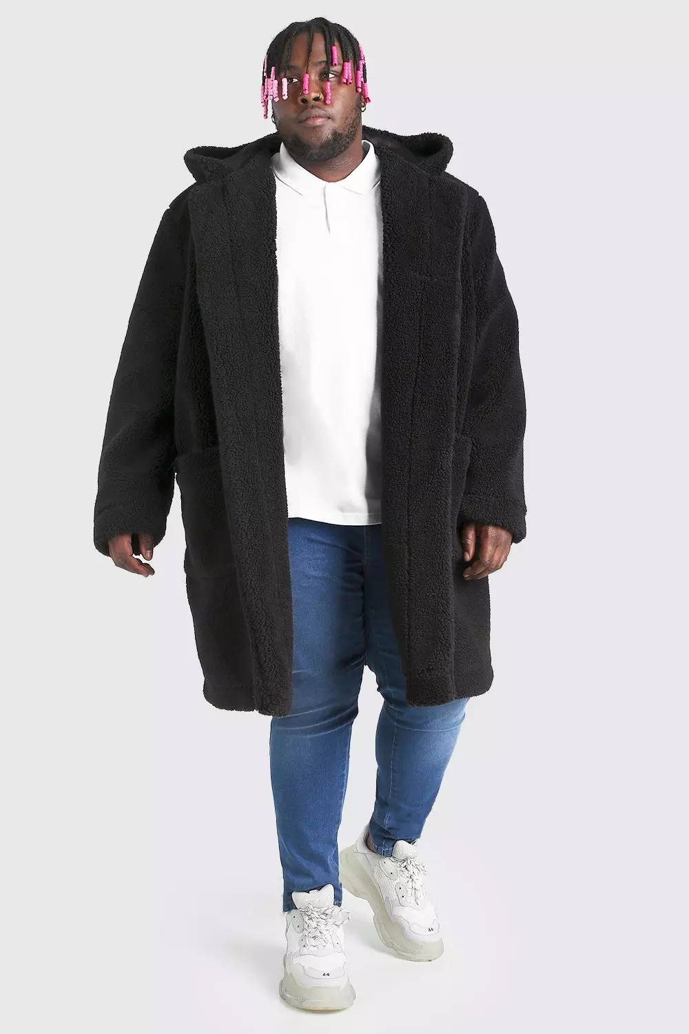 At understrege Savvy Ansøger Plus Size Borg Hooded Duffle Coat | boohooMAN USA