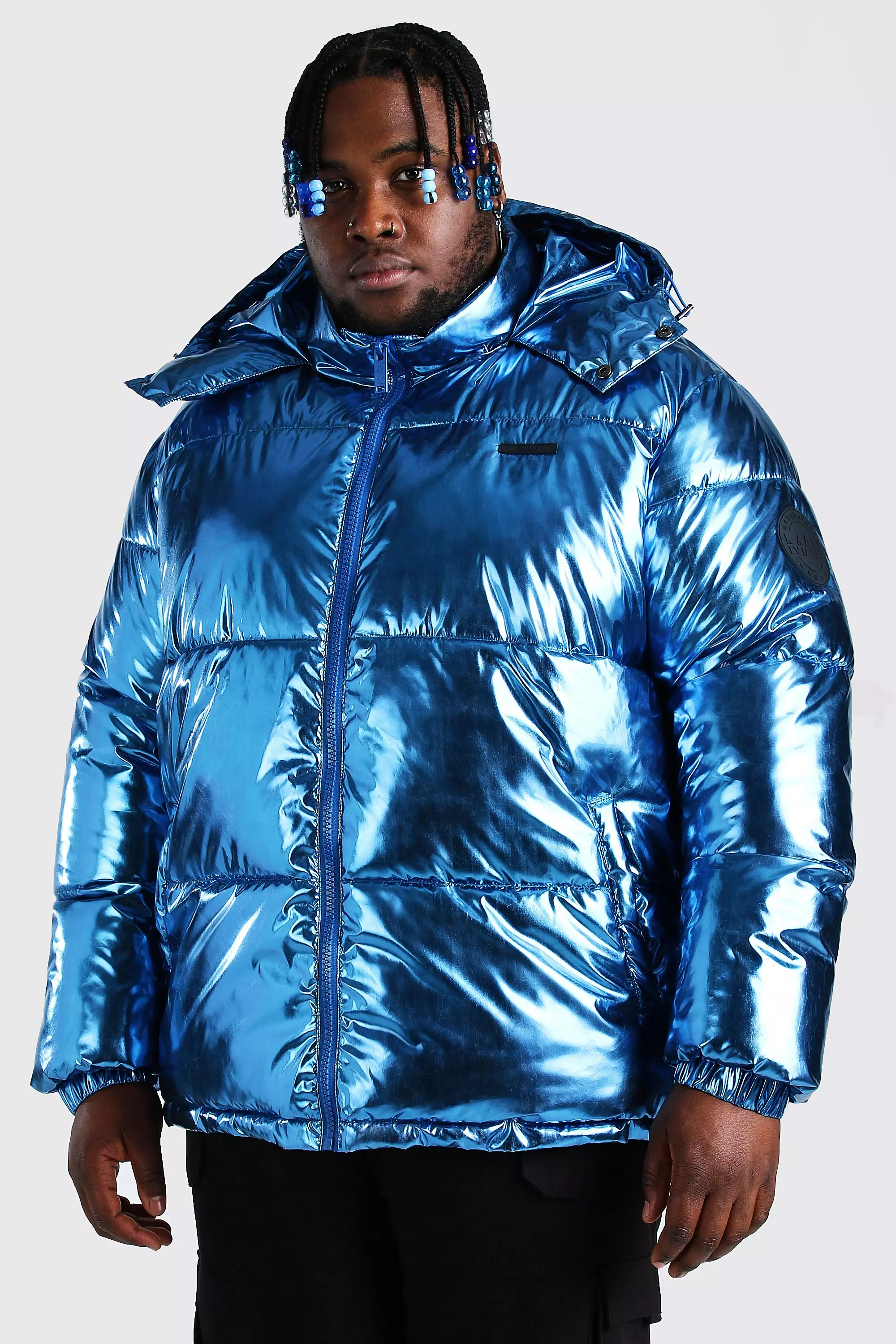 Plus size metallic store puffer jacket