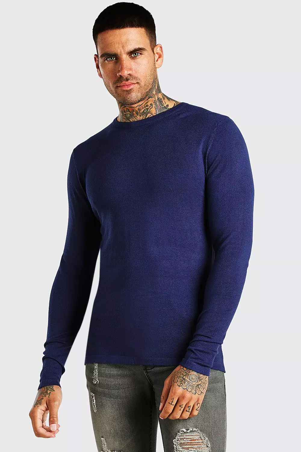 Muscle fit 2025 crew neck jumper