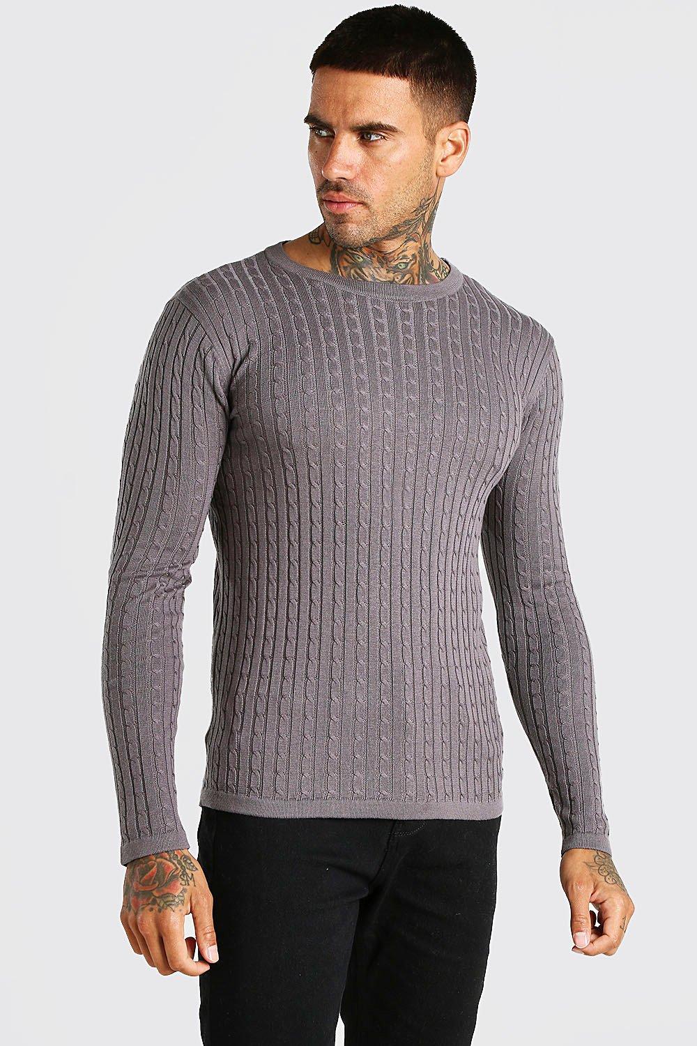 grey cable knit sweater