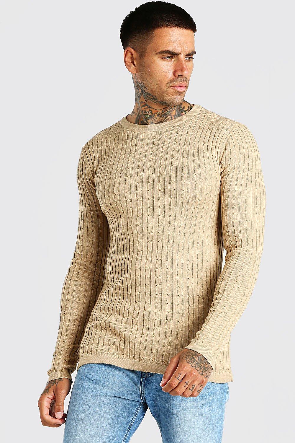 camel cable knit jumper