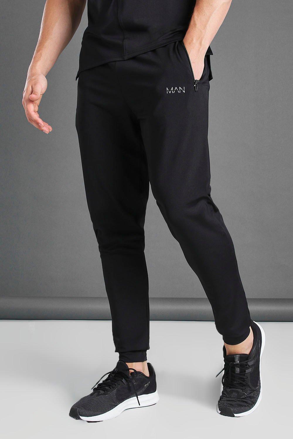 black joggers with zipper pockets