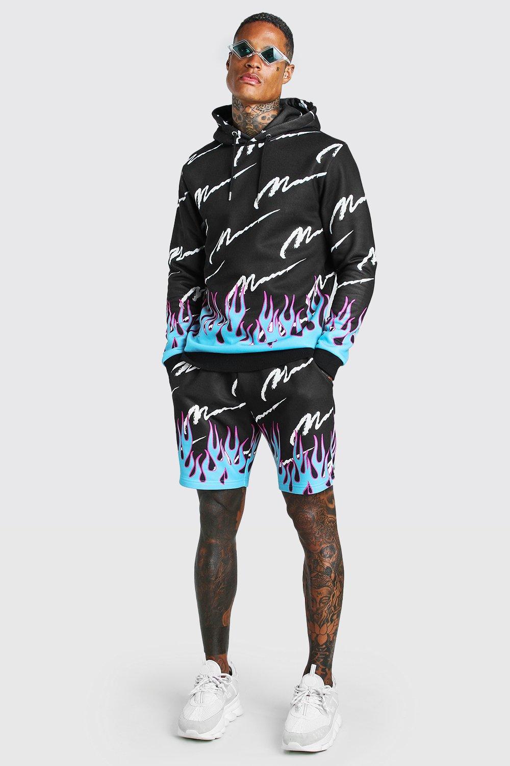 boohooman all over print tracksuit