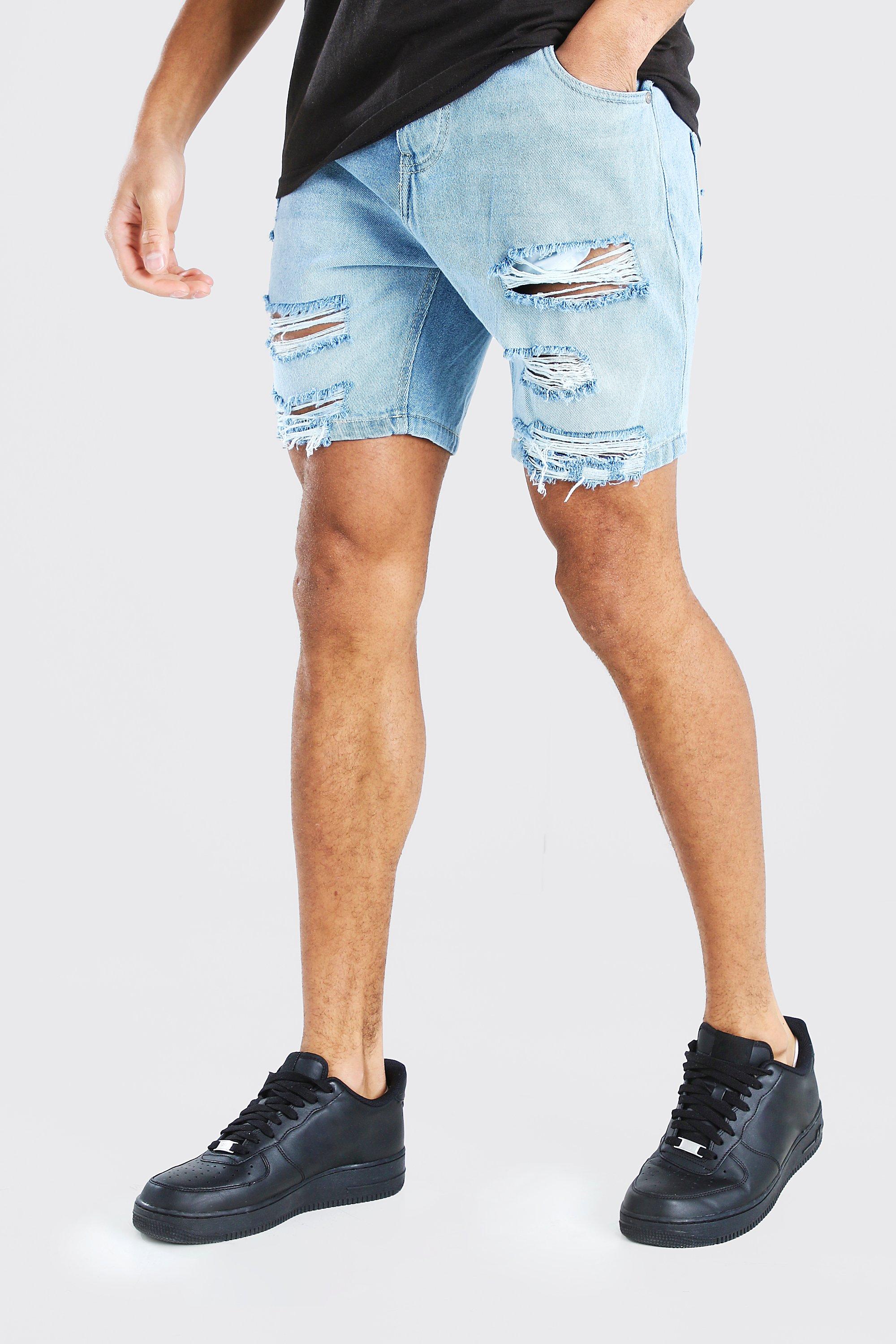 slim fit jean shorts