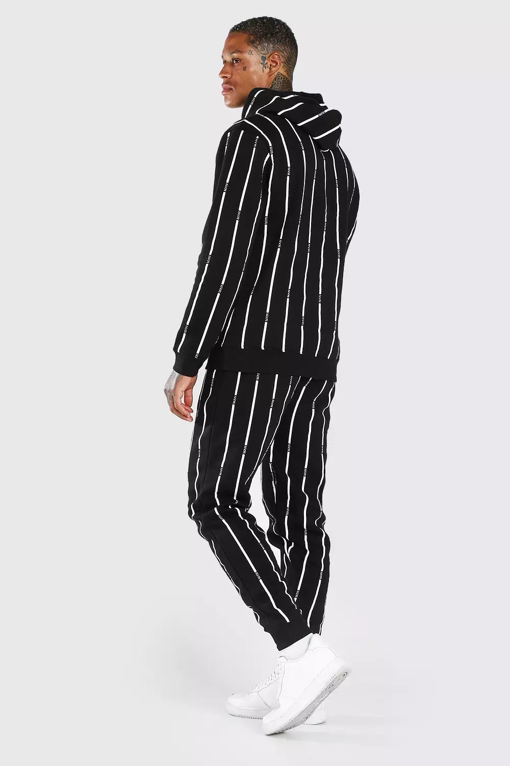 White best sale stripe tracksuit