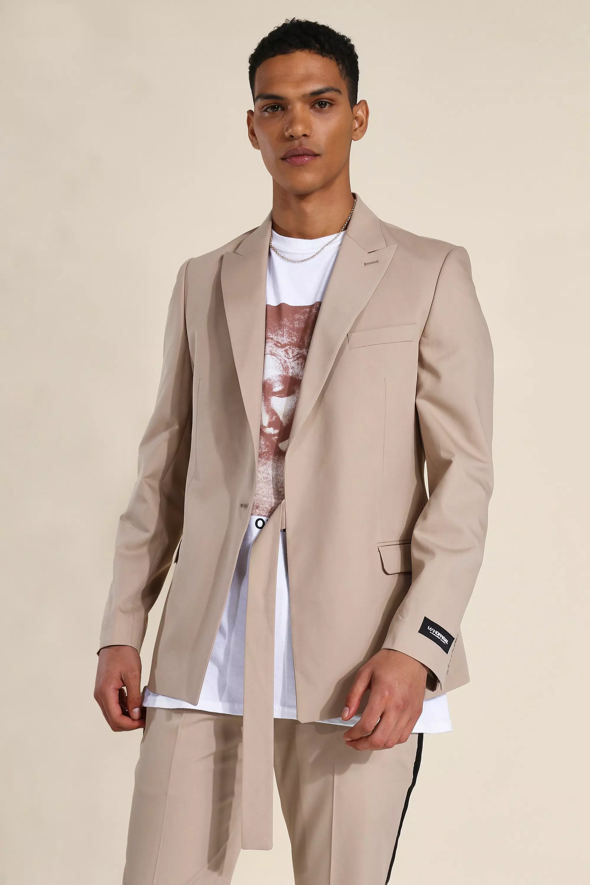 Double Breasted Skinny Wrap Suit Jacket