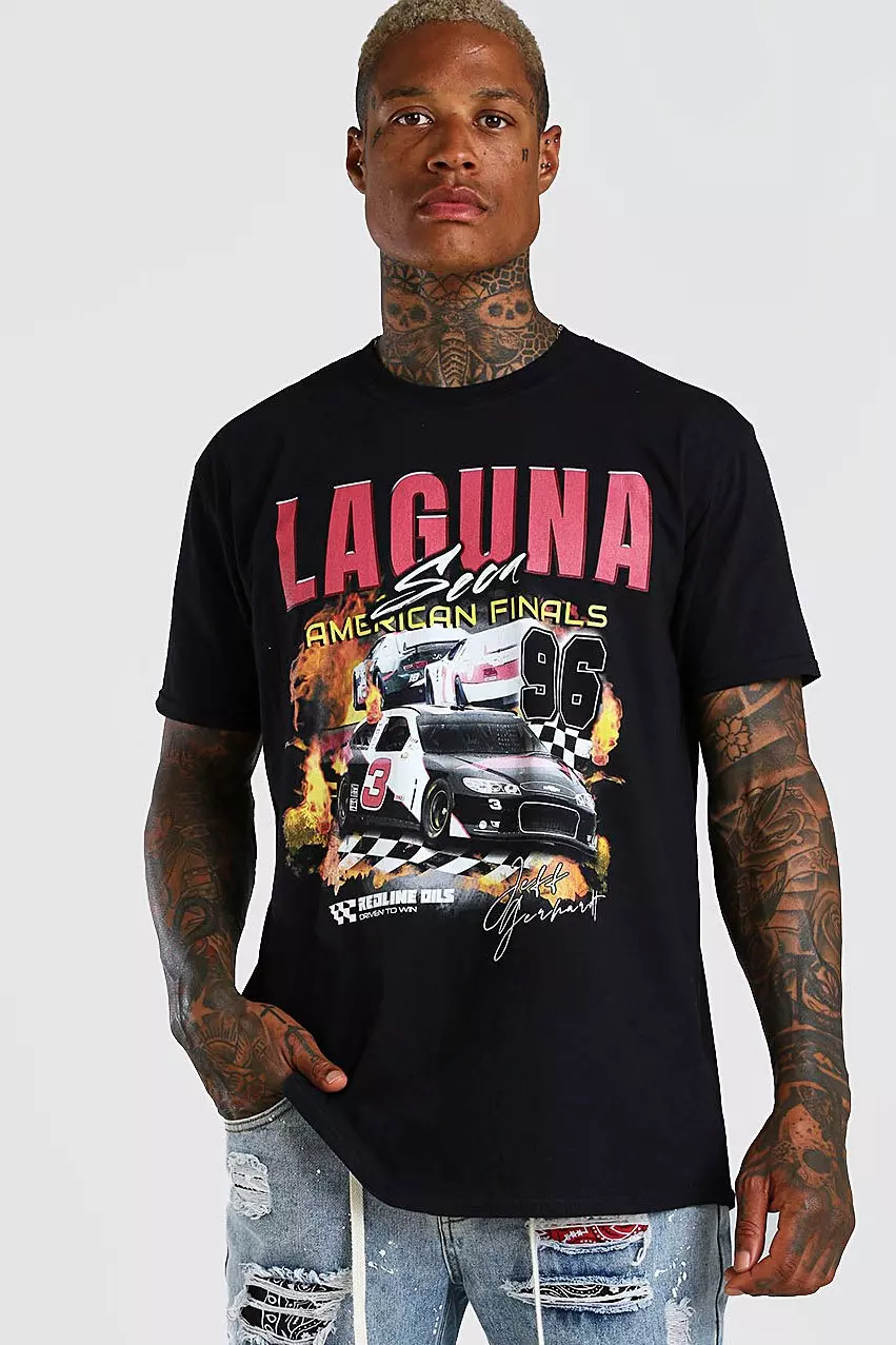 boohooMAN Men's Oversized Car Graphic T-Shirt