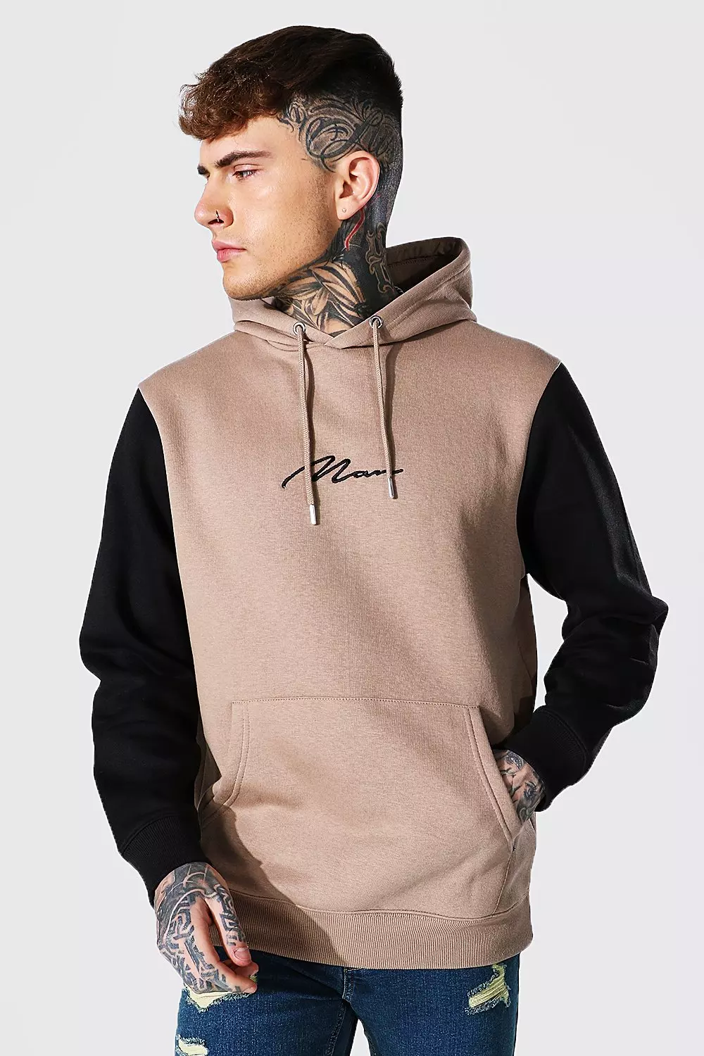 Man Signature Colour Block Hoodie