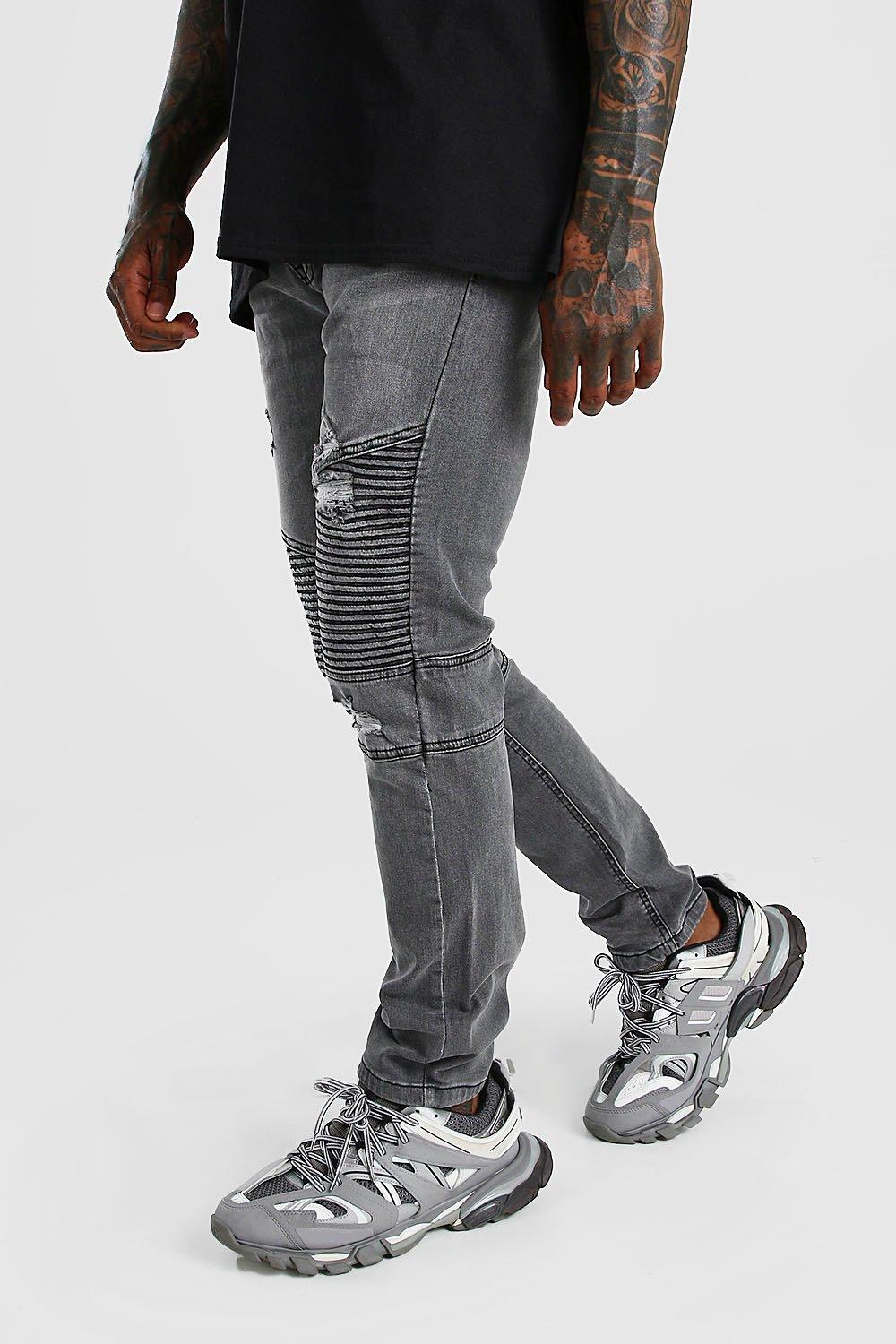 light grey biker jeans