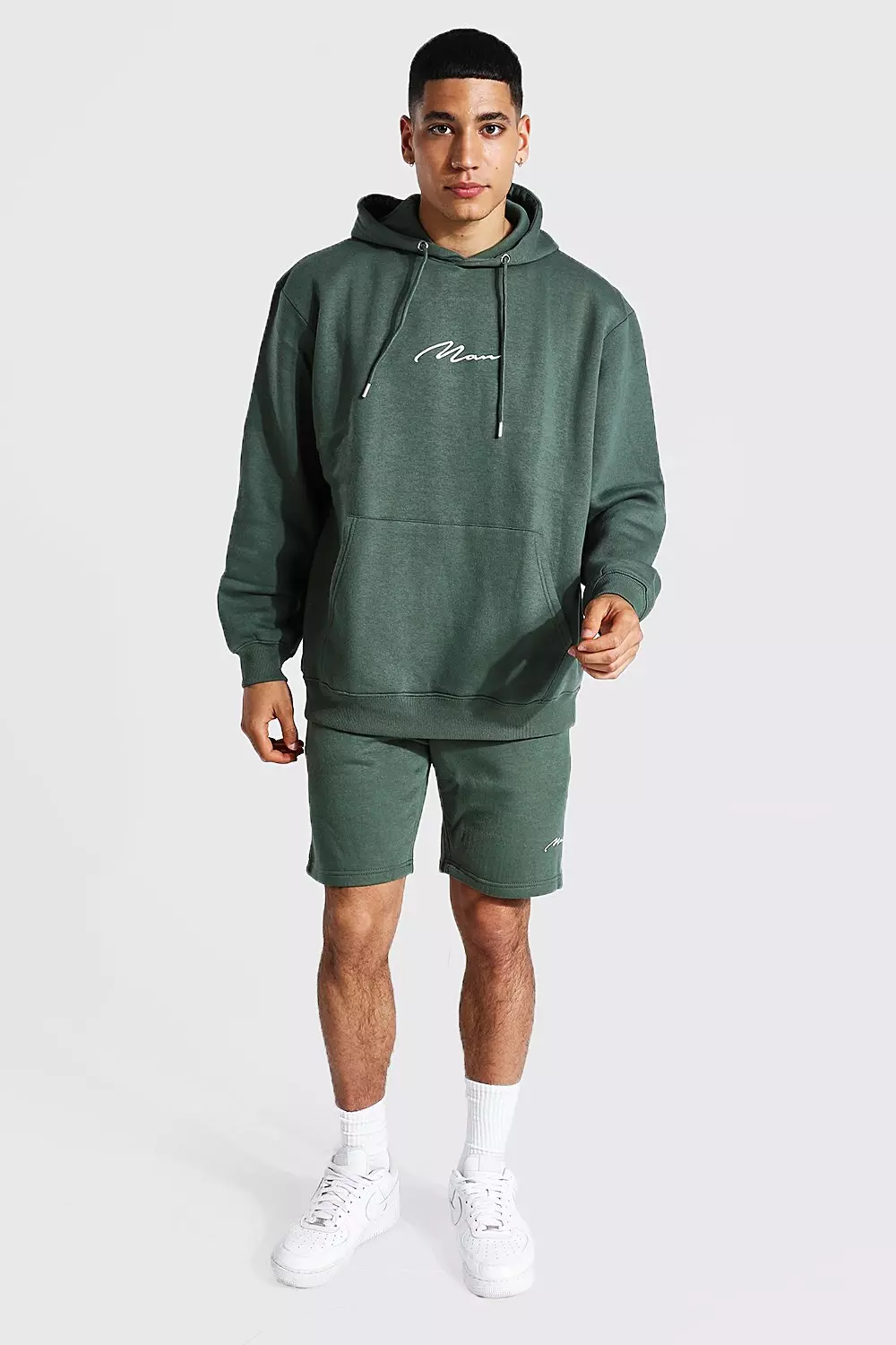 Man Signature Oversized Hoodie And Short Set