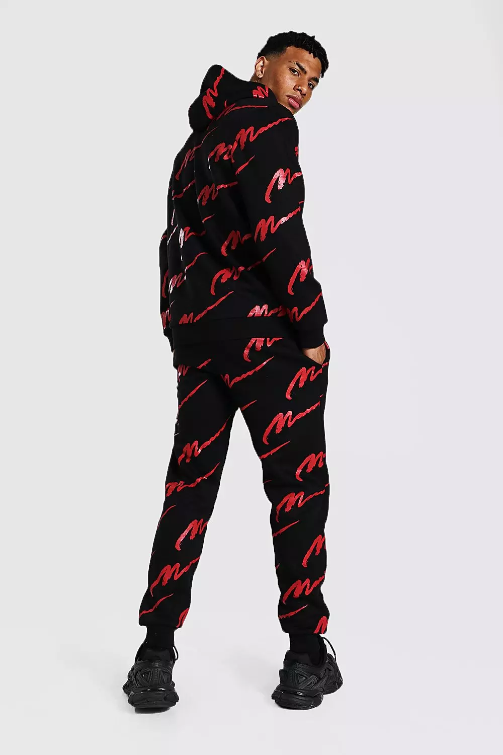 Boohooman store tracksuit red