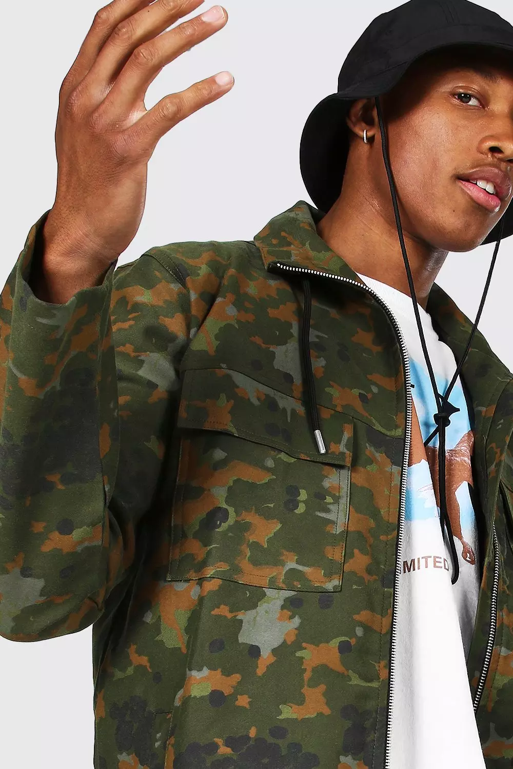 Boohooman jacket in hot sale khaki camo