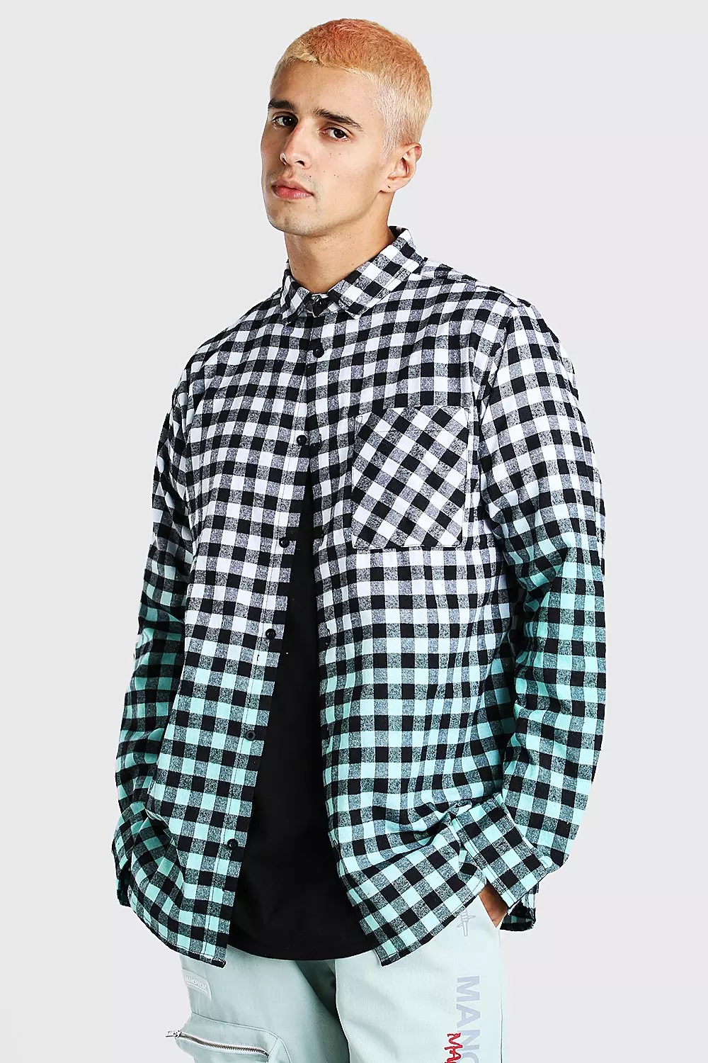 Ombre Check Shirt | boohooMAN UK