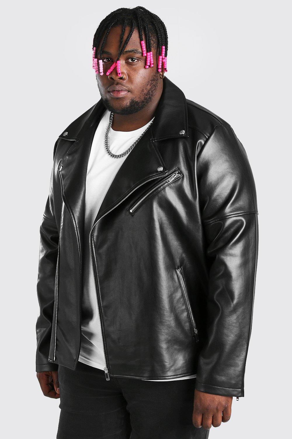 plus size black leather moto jacket