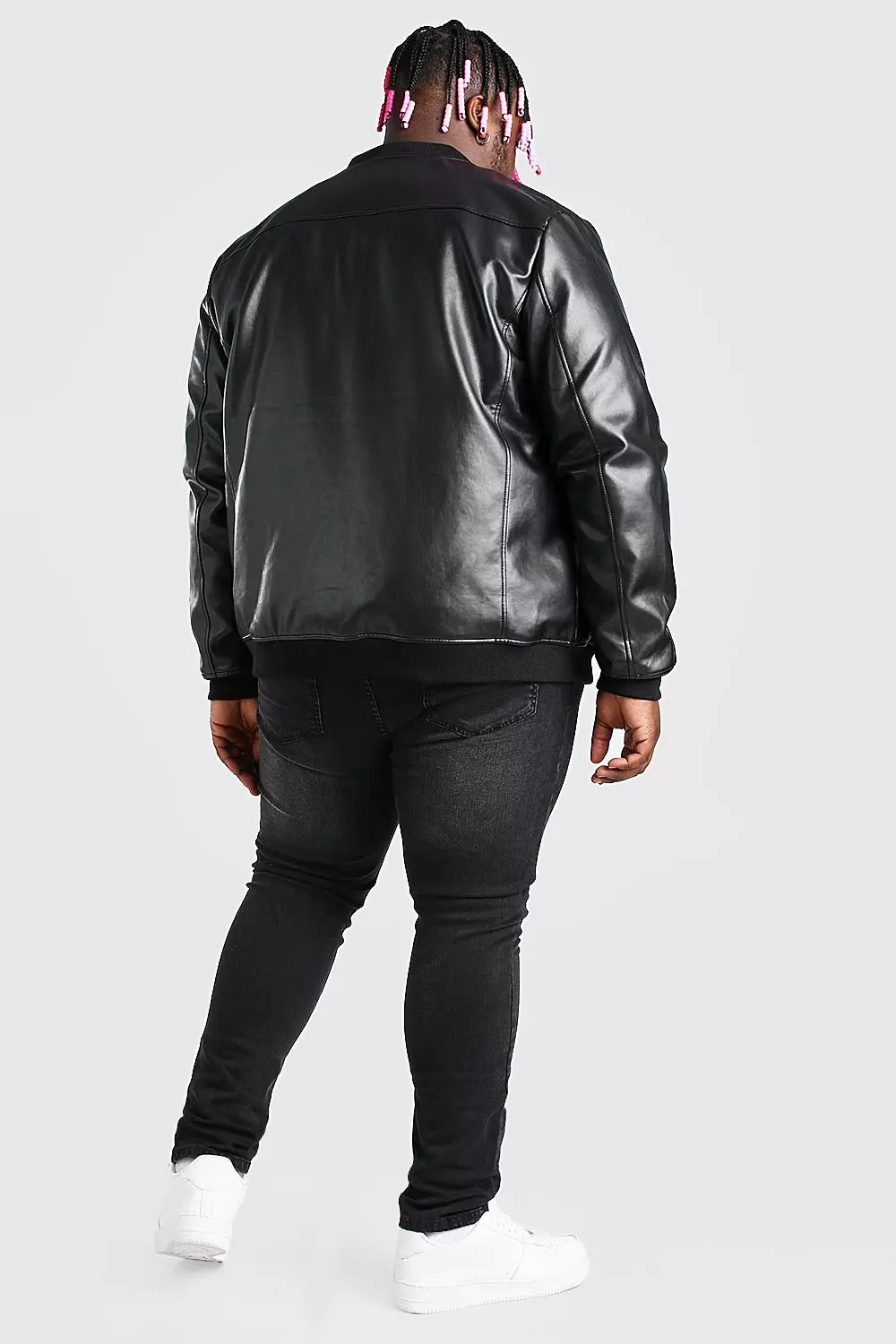 Plus size faux deals leather bomber jacket