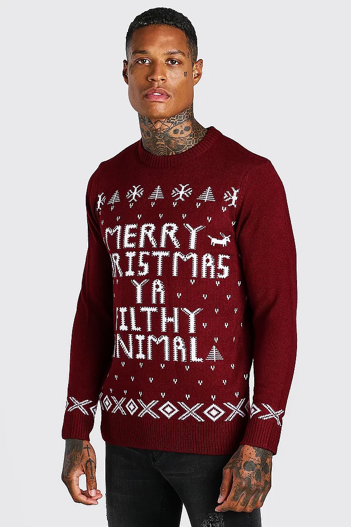 Merry Christmas Ya Filthy Animal | boohooMAN UK