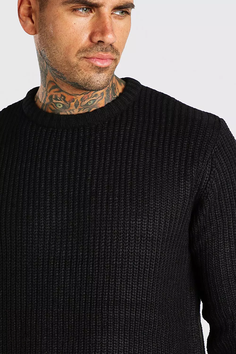 Fisherman Rib Crew Sweater Charcoal