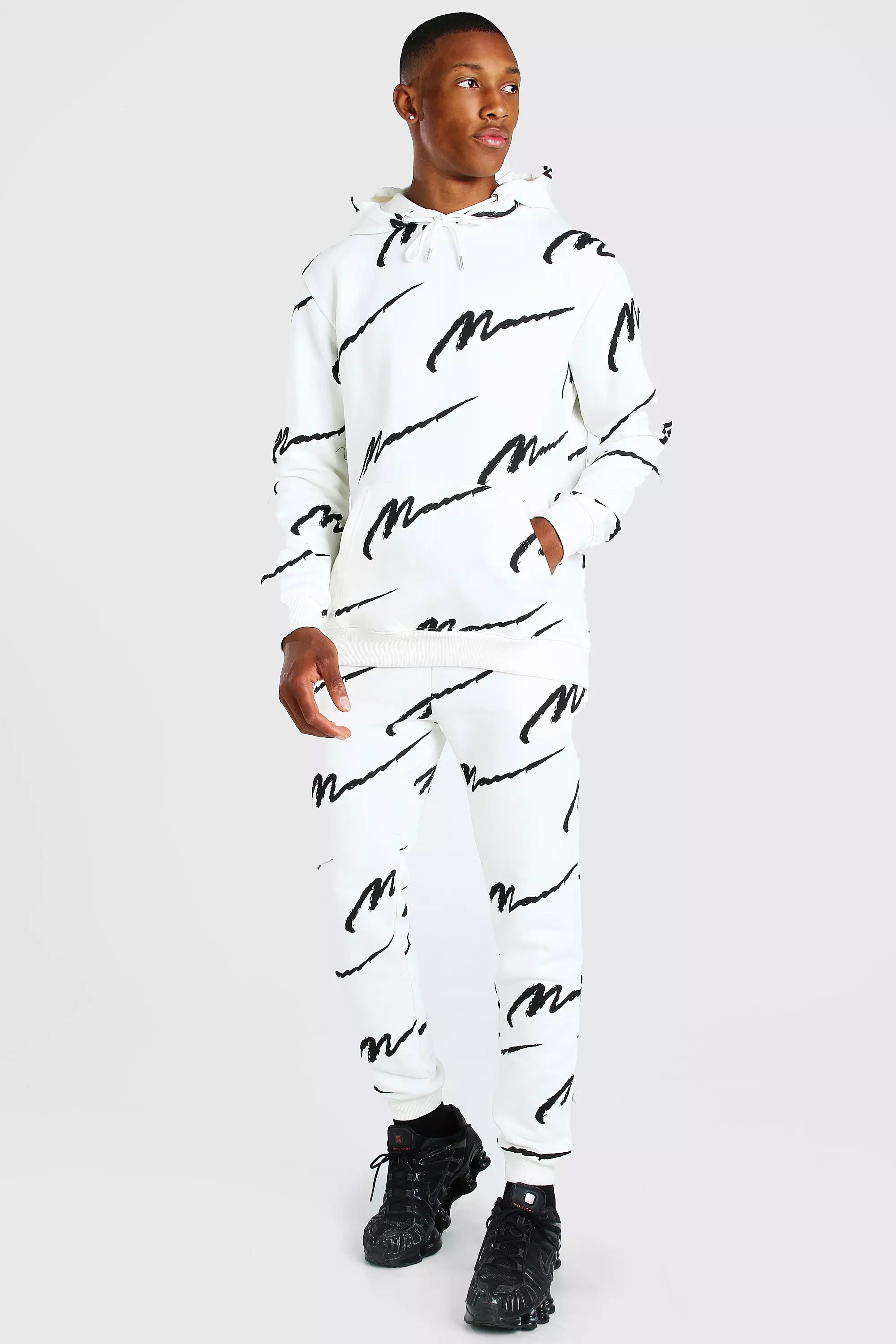 Boohooman all over cheap print tracksuit