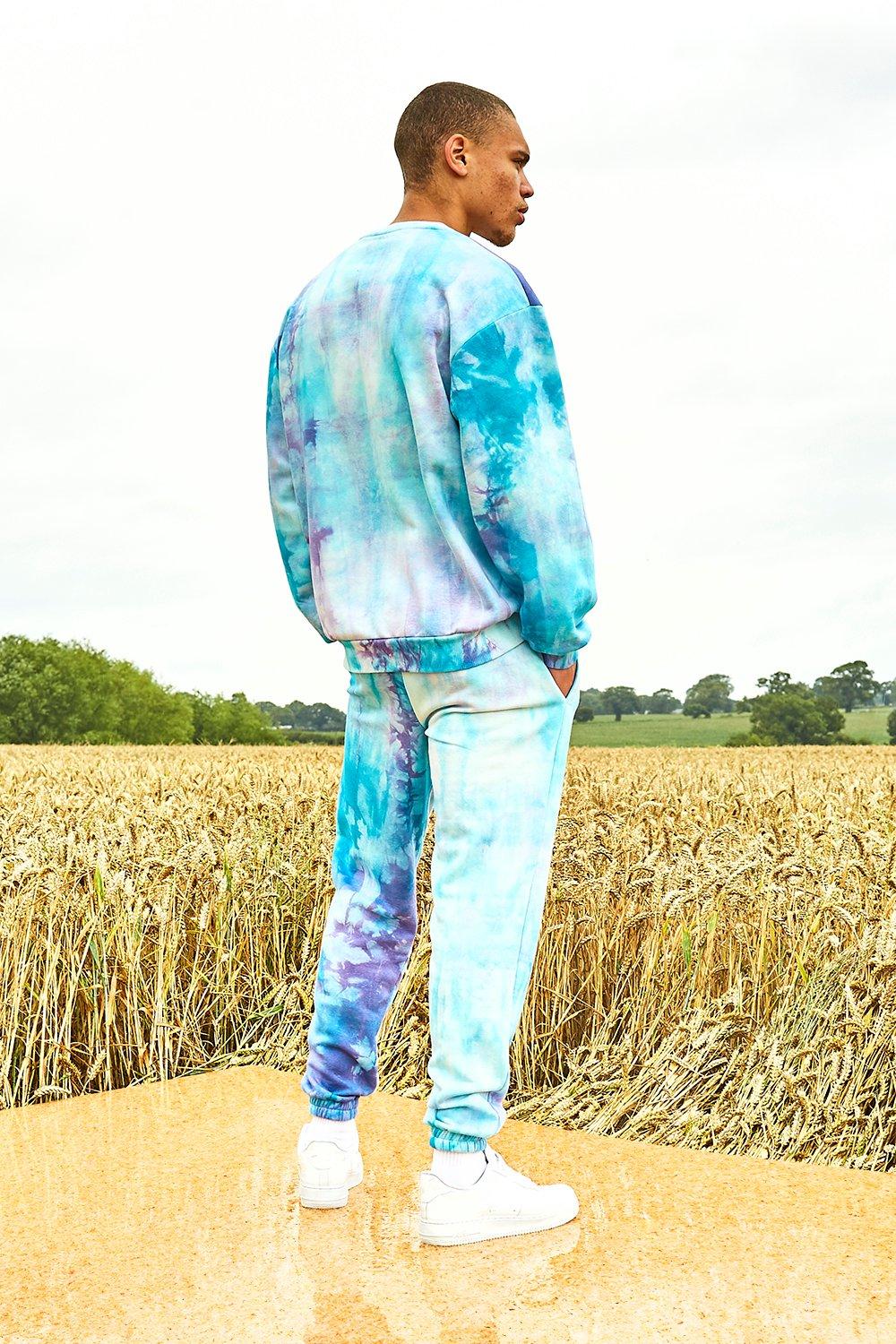 Varsity Homme Tie Dye Sweater Tracksuit Boohooman Uk