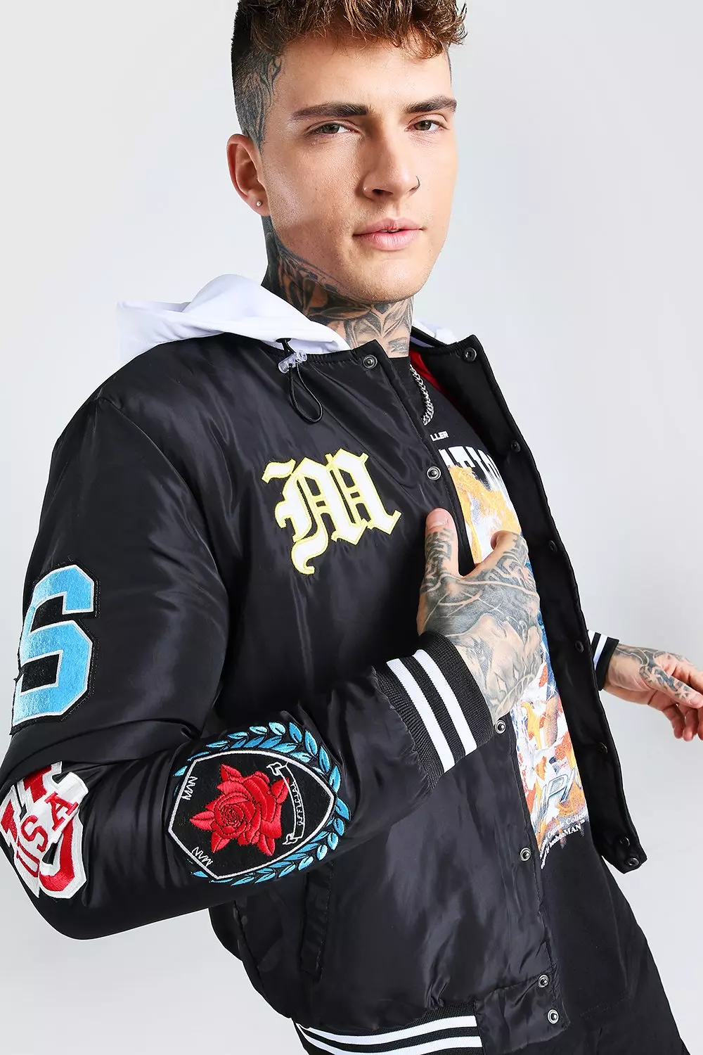 Varsity Hooded Bomber Jacket