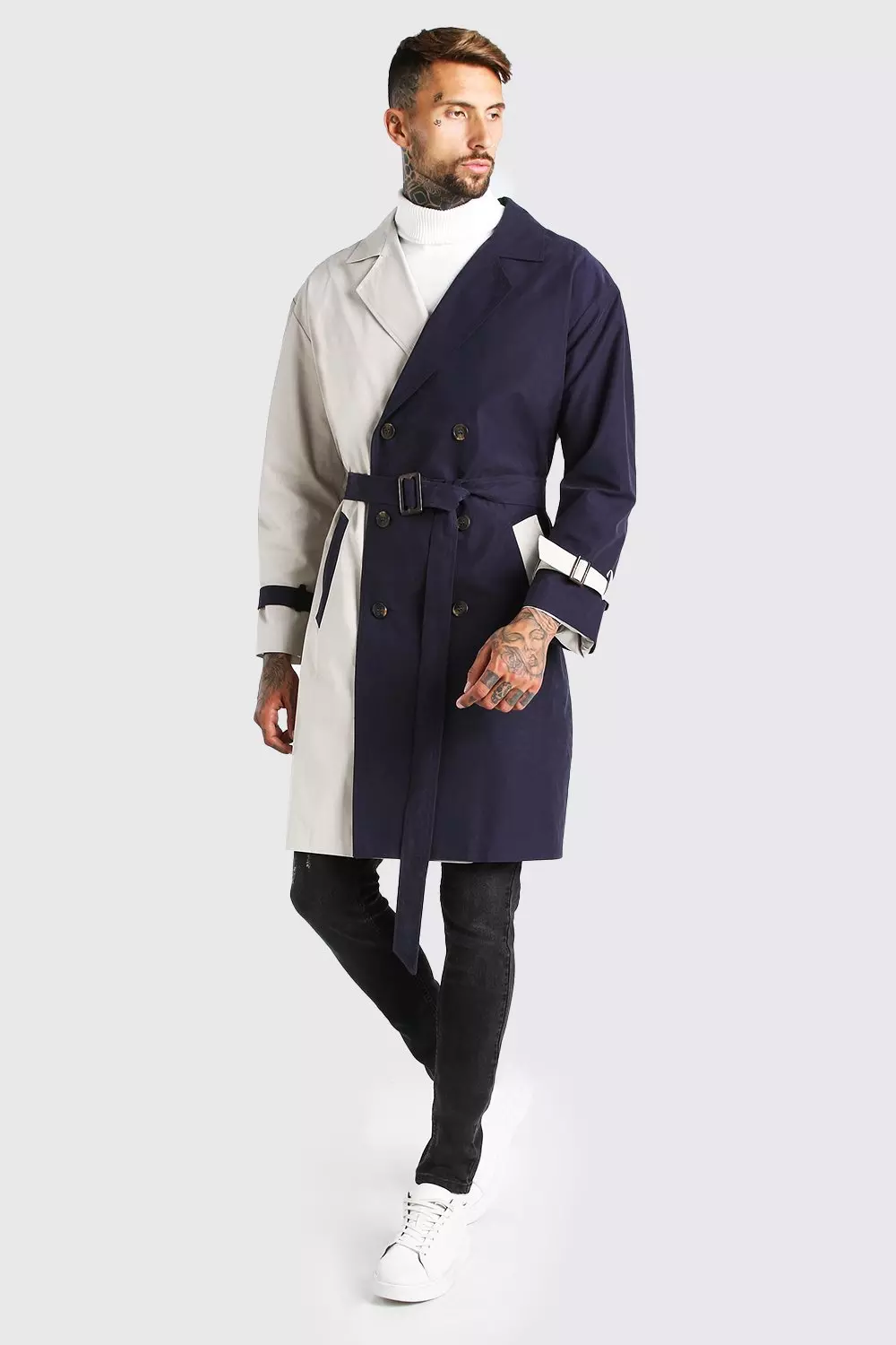 Spliced Oversized Trench Coat