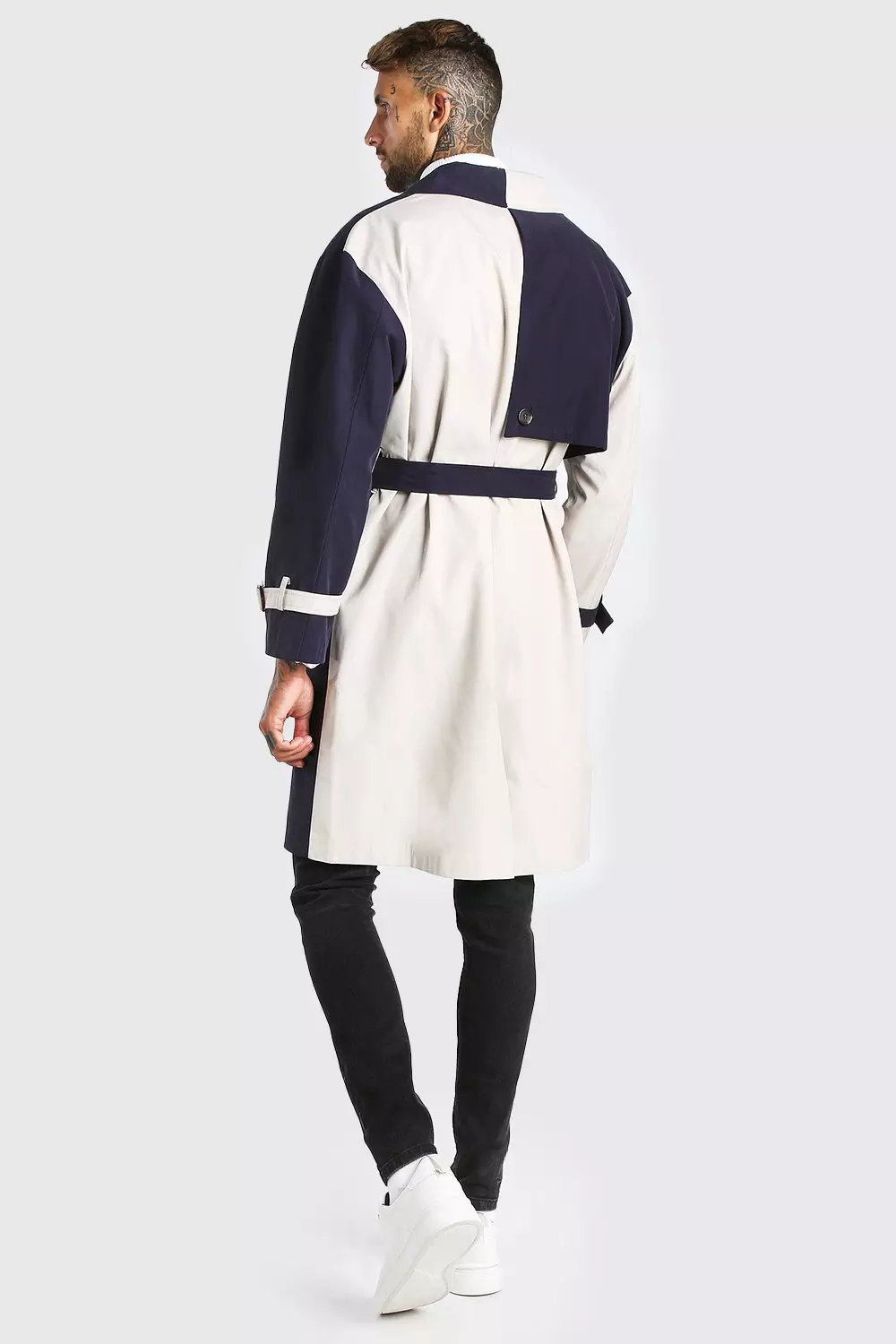 Spliced Oversized Trench Coat