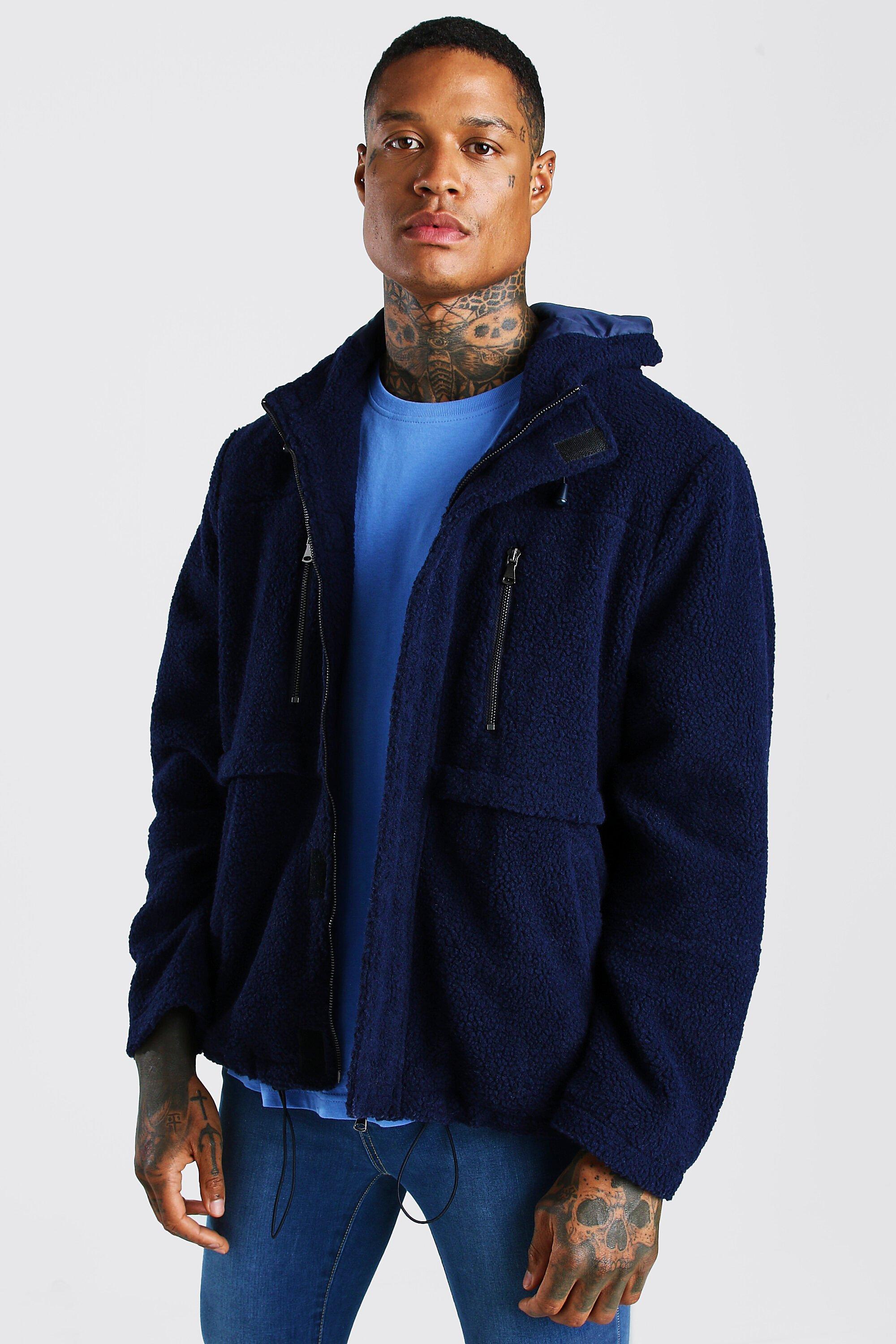oversized sherpa jacket with hood