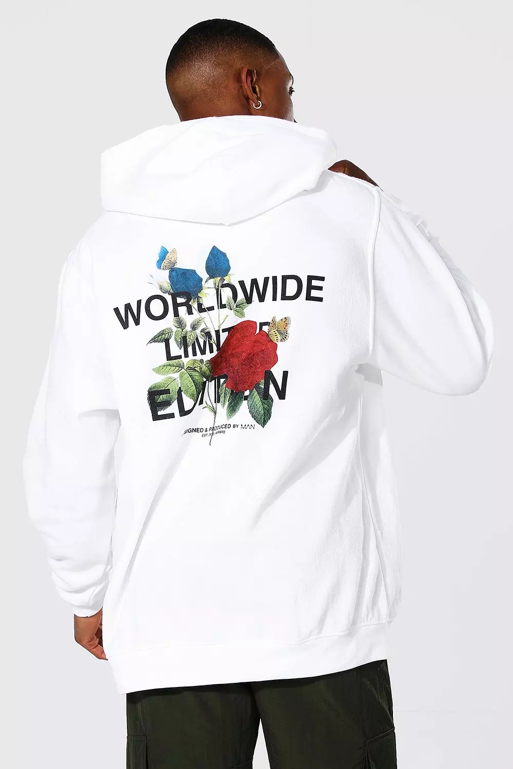 Oversized Man Floral Print Hoodie