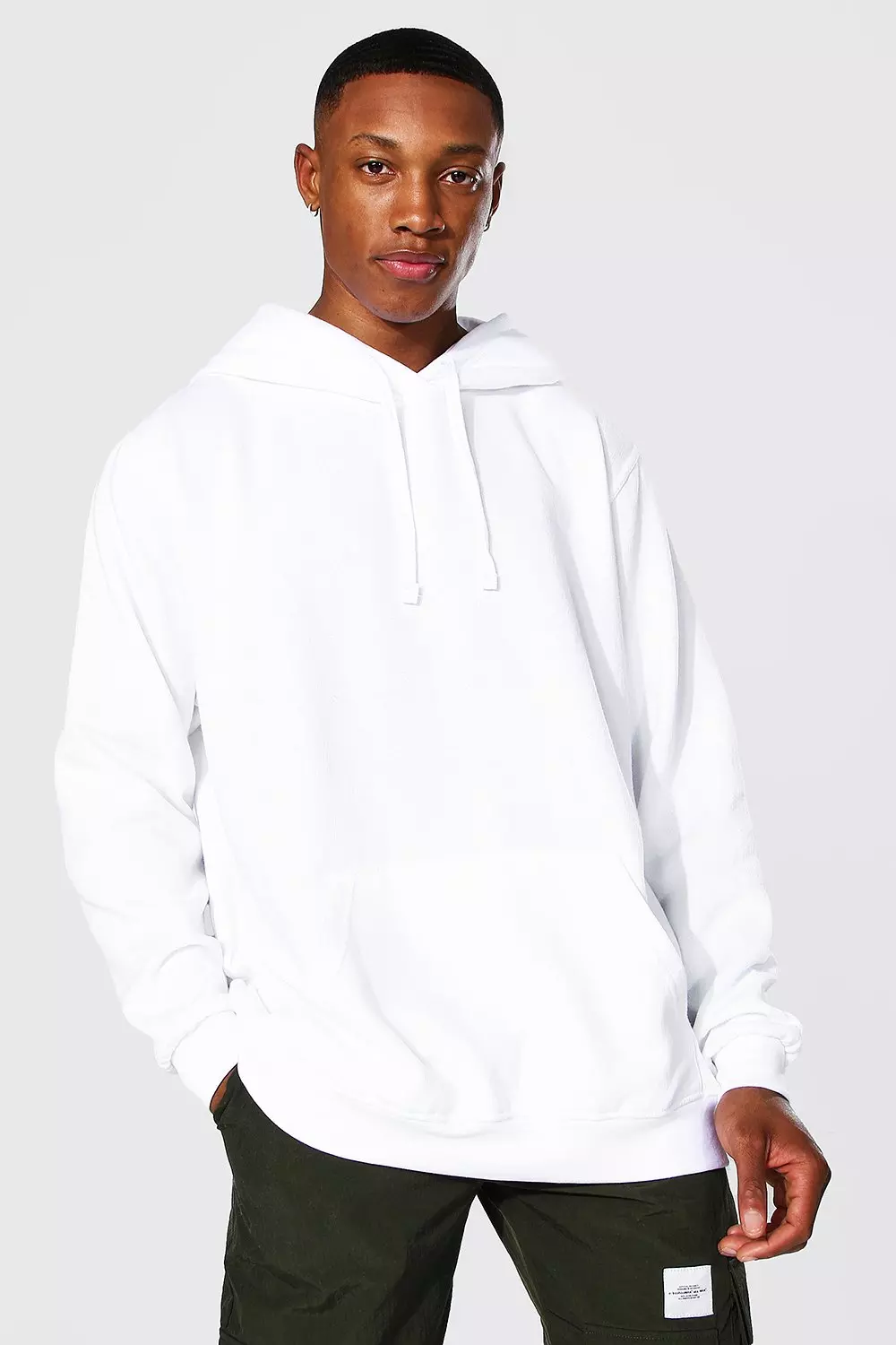 Boohooman white online hoodie