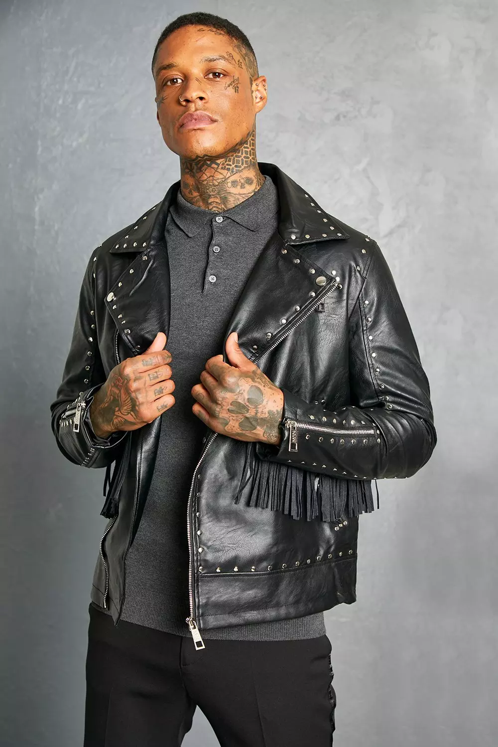 Fringe leather shop jacket mens