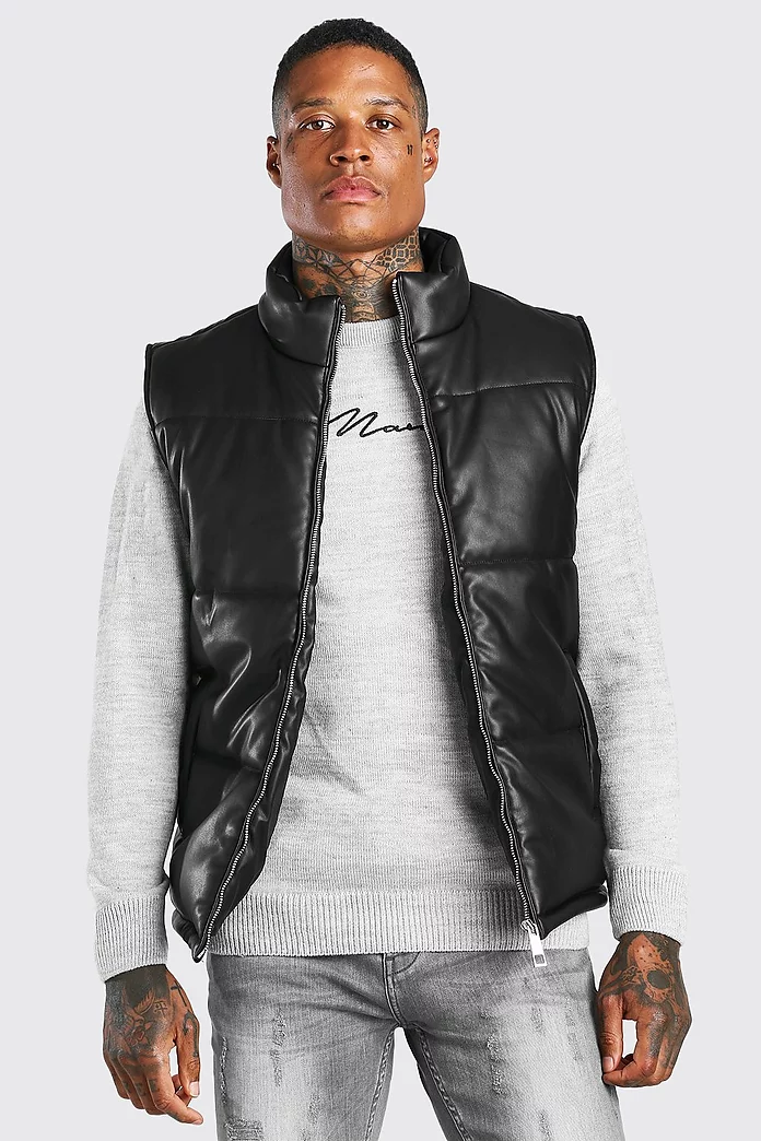 puffer leather gilet