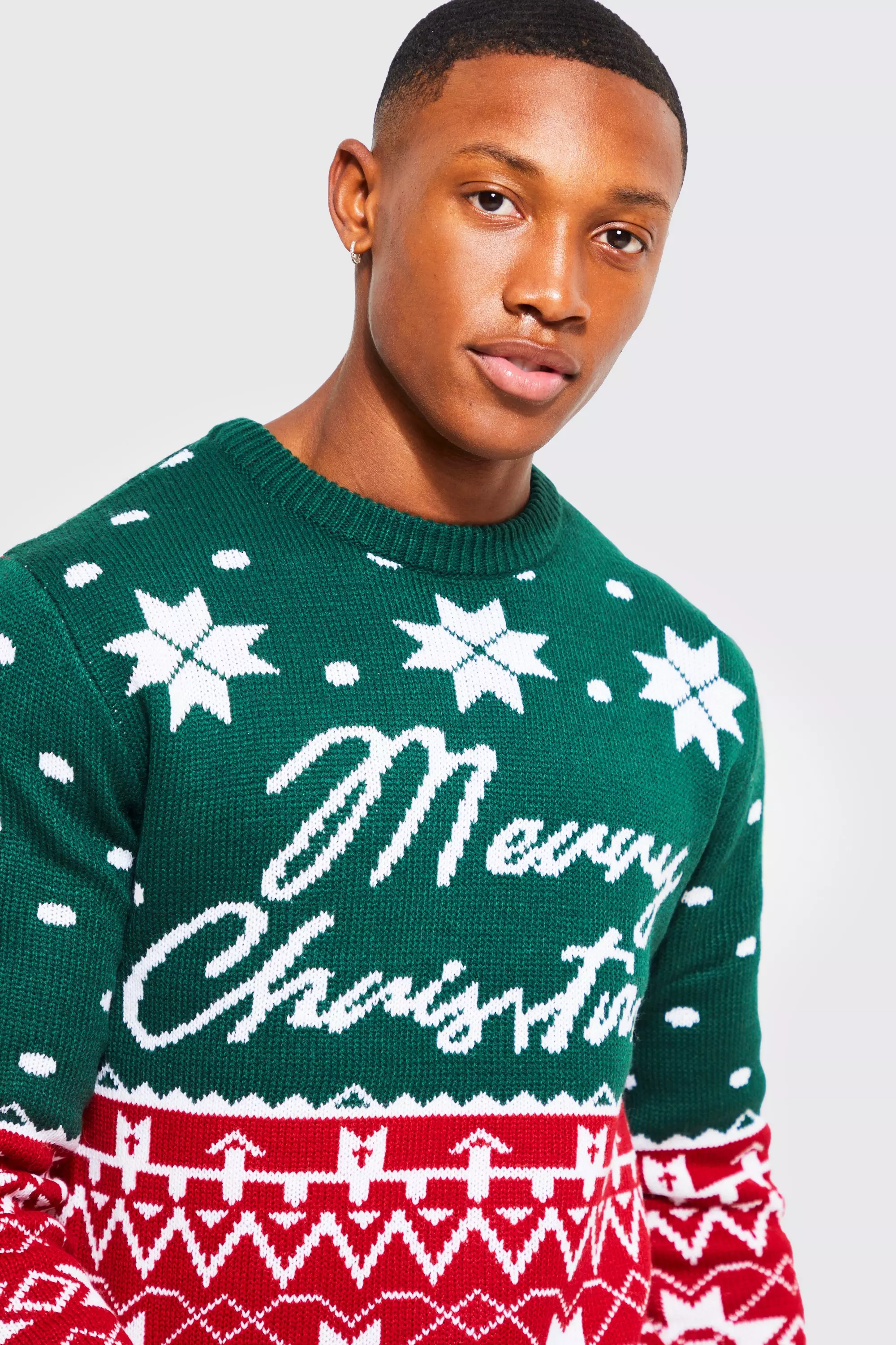 Merry Christmas Fair Isle Sweater boohooMAN USA