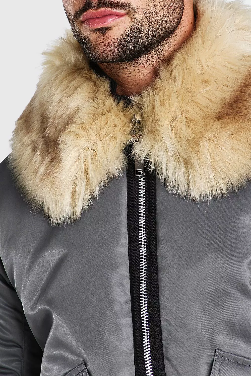 Padded ma1 bomber with faux sales fur collar