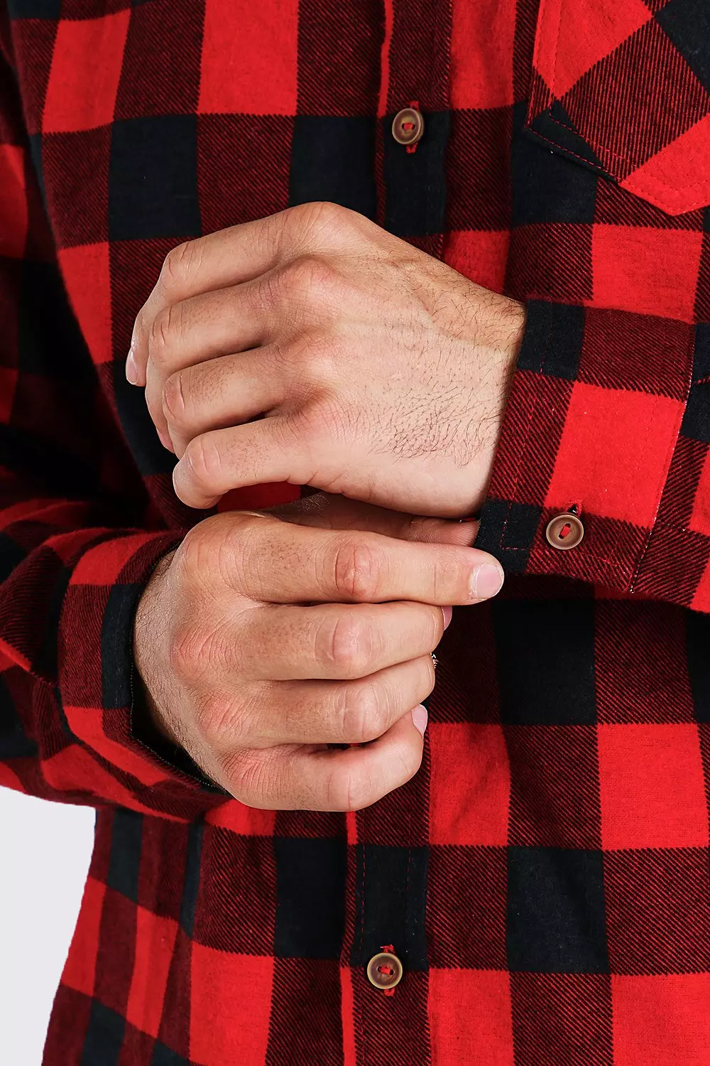 Regular-Fit Long Sleeve Plaid Flannel Shirt Red-Black