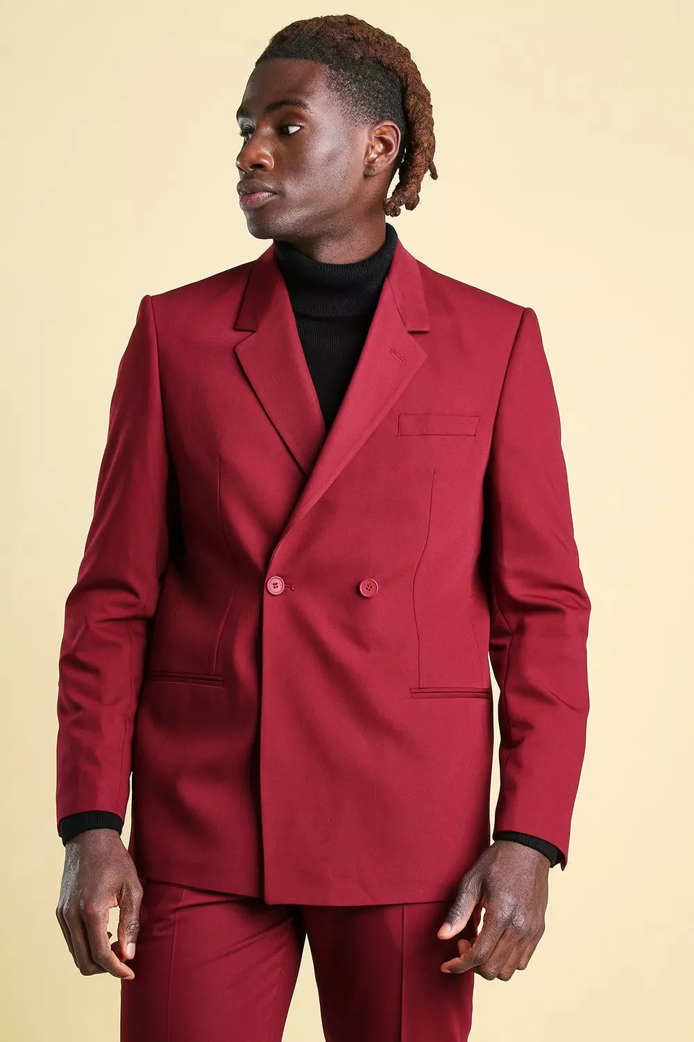 Boxy Plain 2 Button Double Breasted Suit Jacket | boohooMAN USA