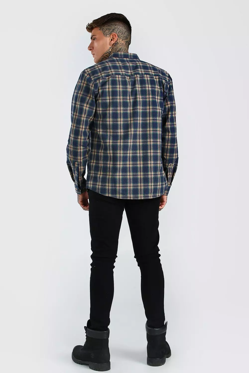 grandad collar flannel shirt