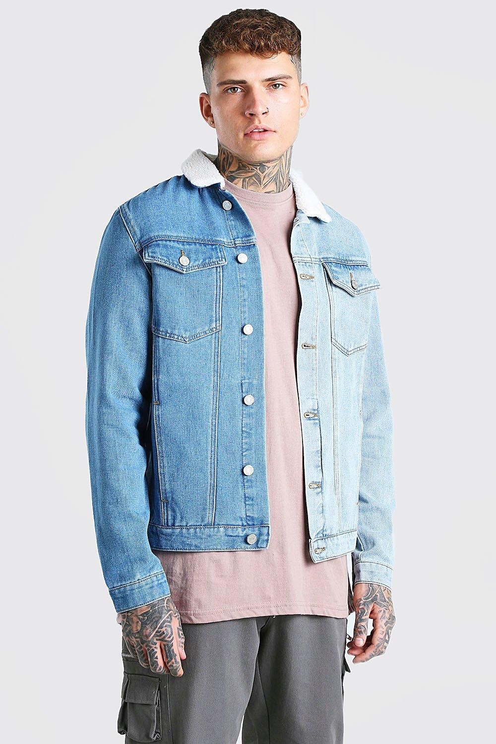 blue denim borg jacket