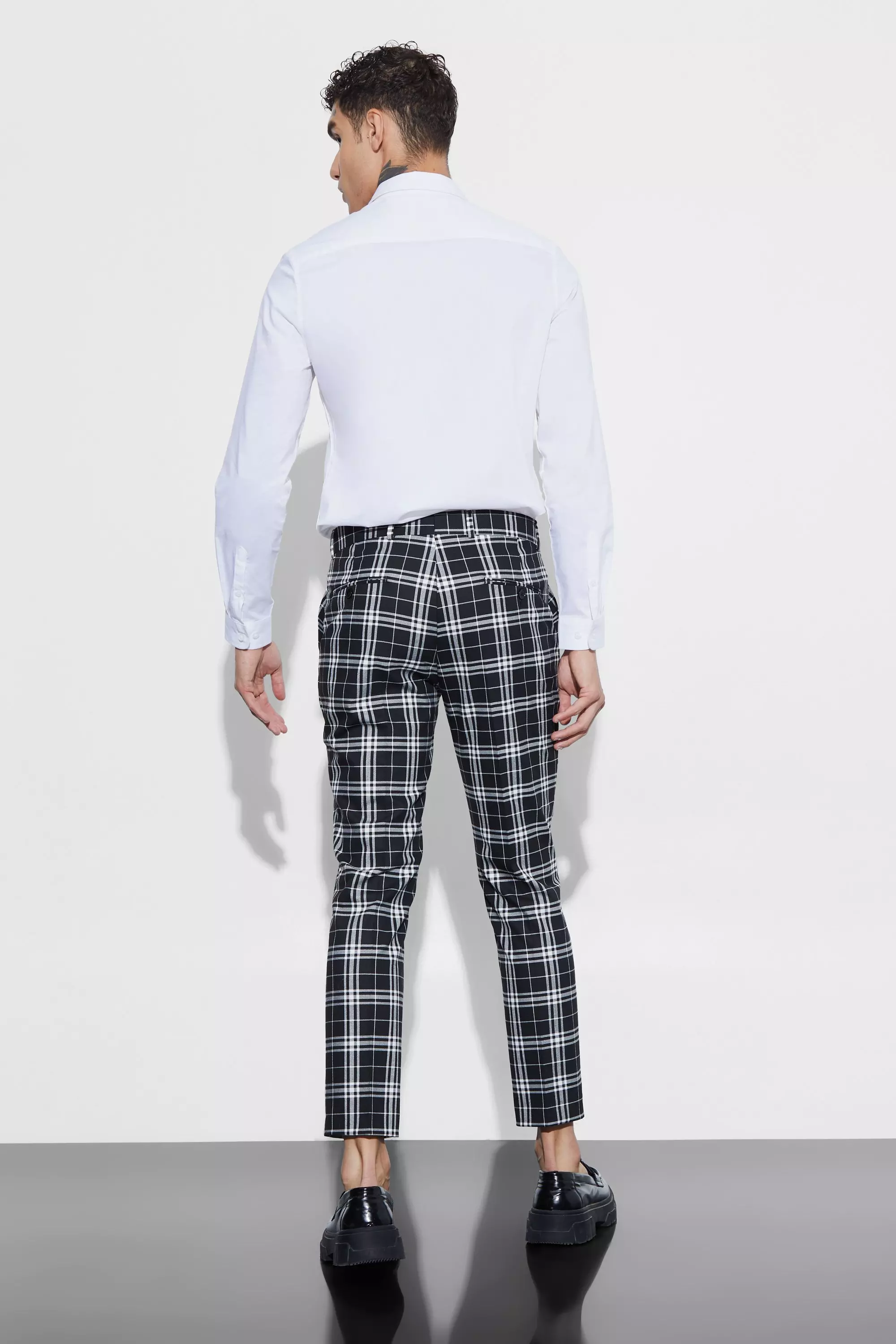 Mens smart checkered on sale trousers