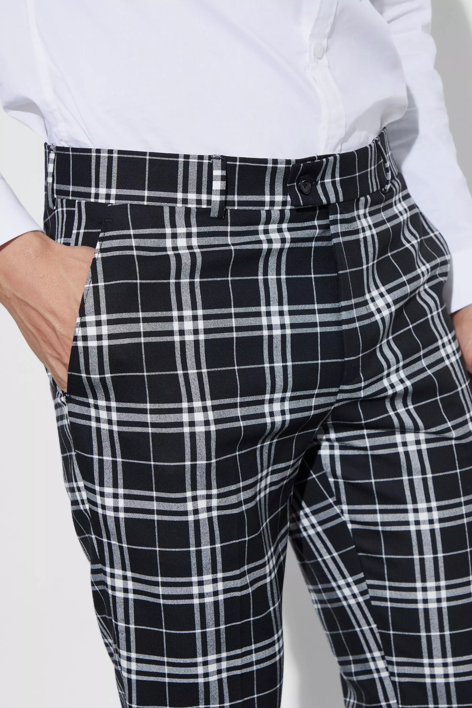 Boohooman cropped trousers sale