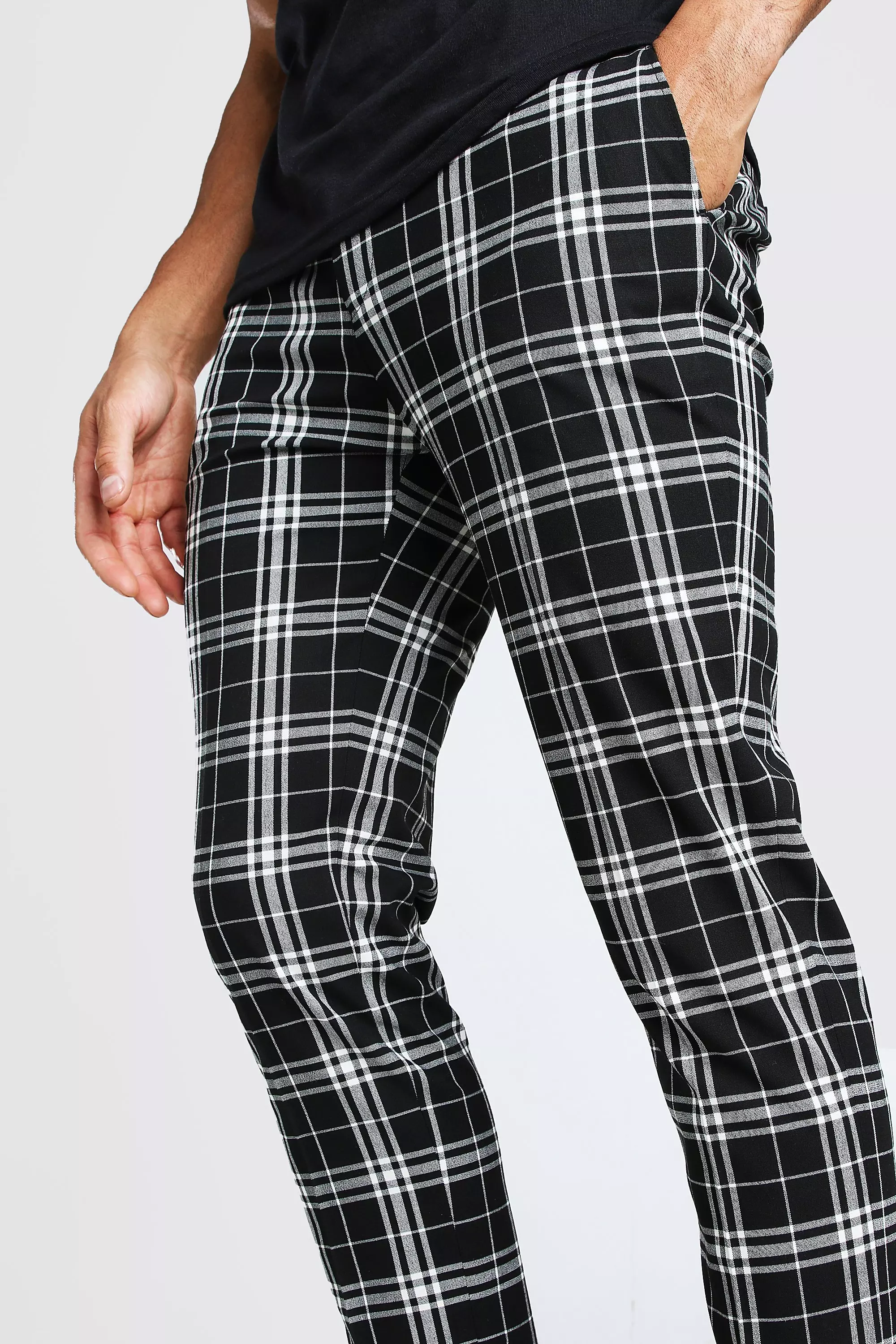 Mono Tartan Cropped Smart Pants