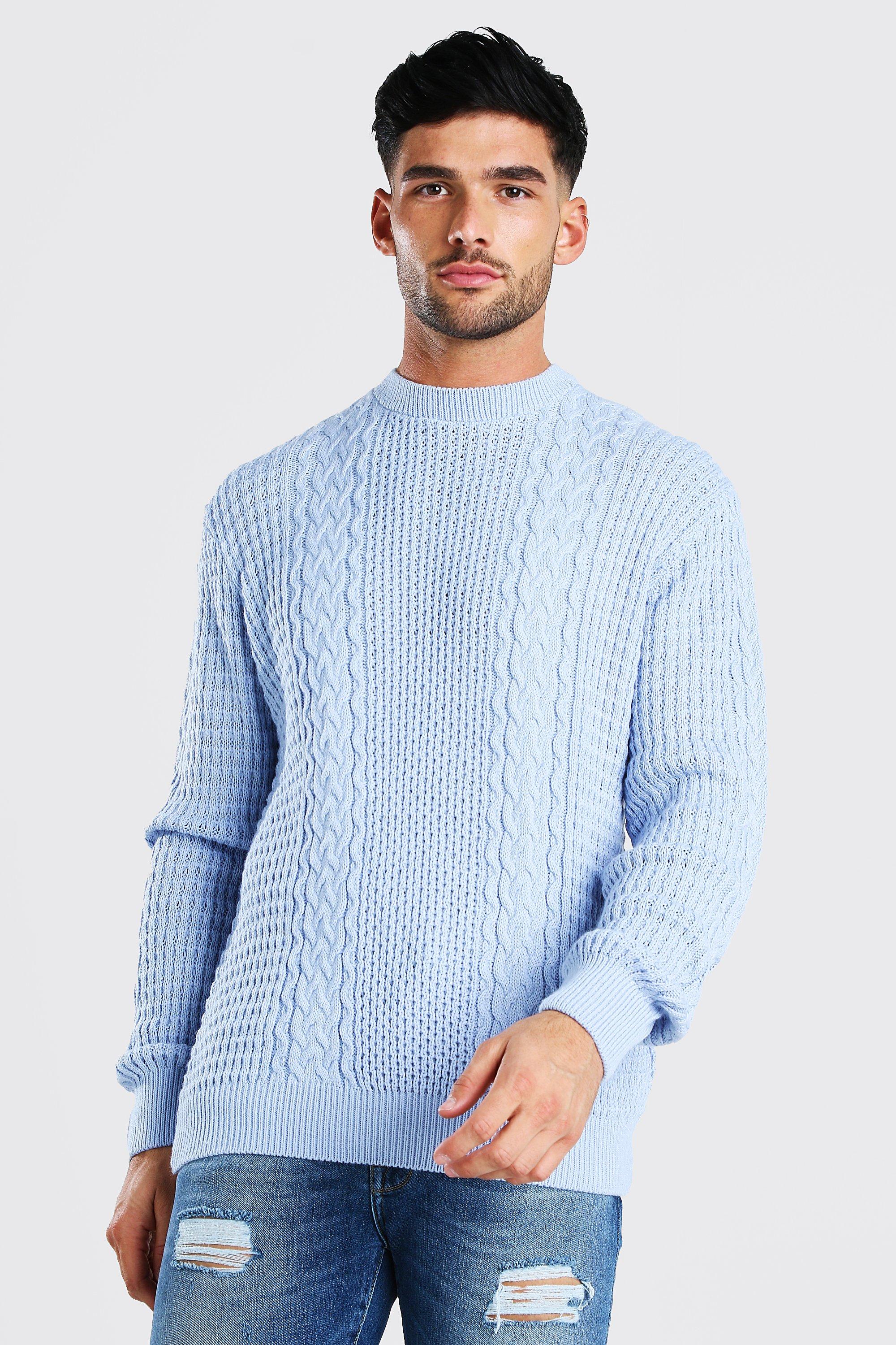 cable knit crew neck