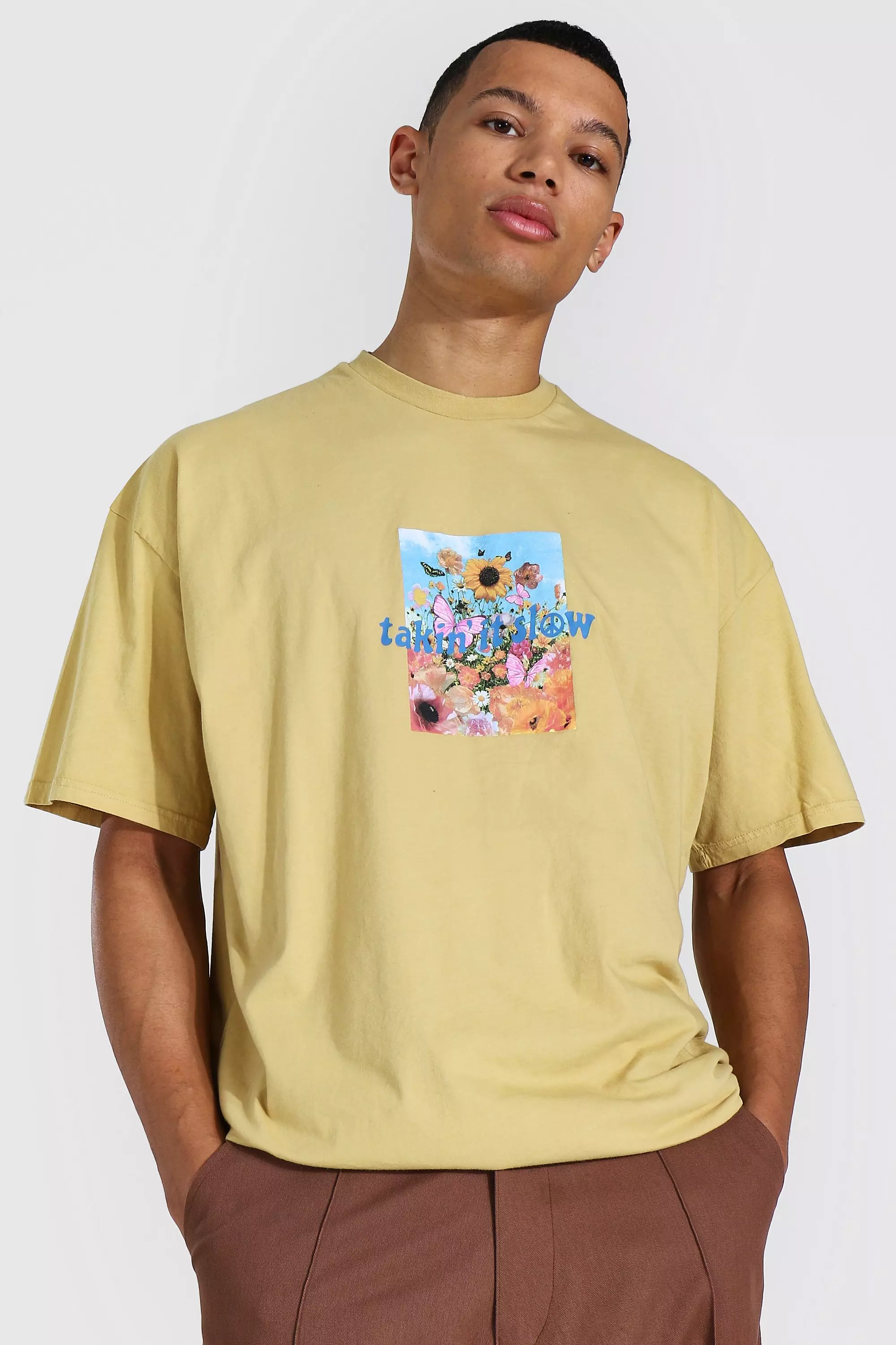 Tall Oversized Flower Print T-shirt | boohooMAN USA