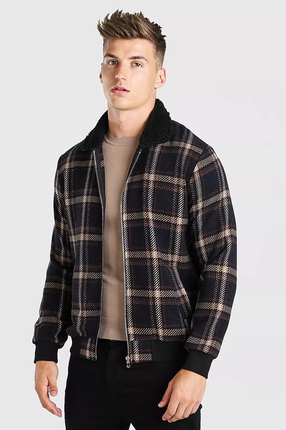 Borg collar bomber jacket on sale mens