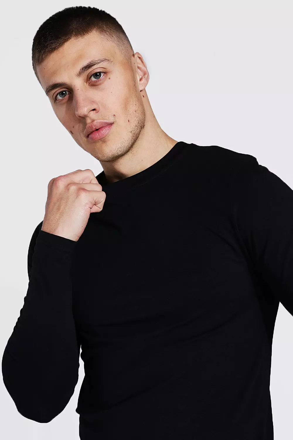 boohooMAN Men's Mesh Muscle Fit Graphic Long Sleeve T-Shirt
