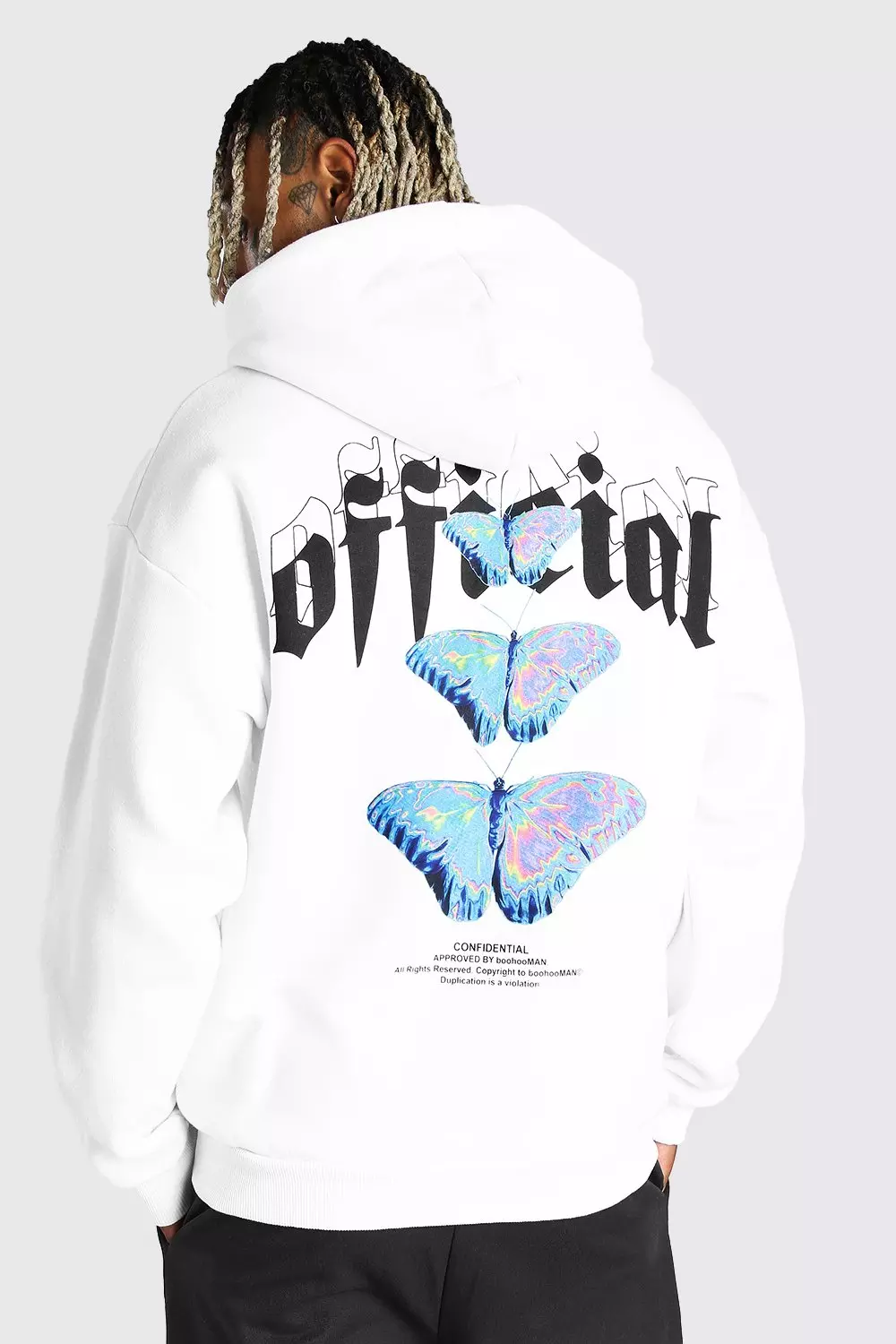 Oversized Official Butterfly Back Print Hoodie