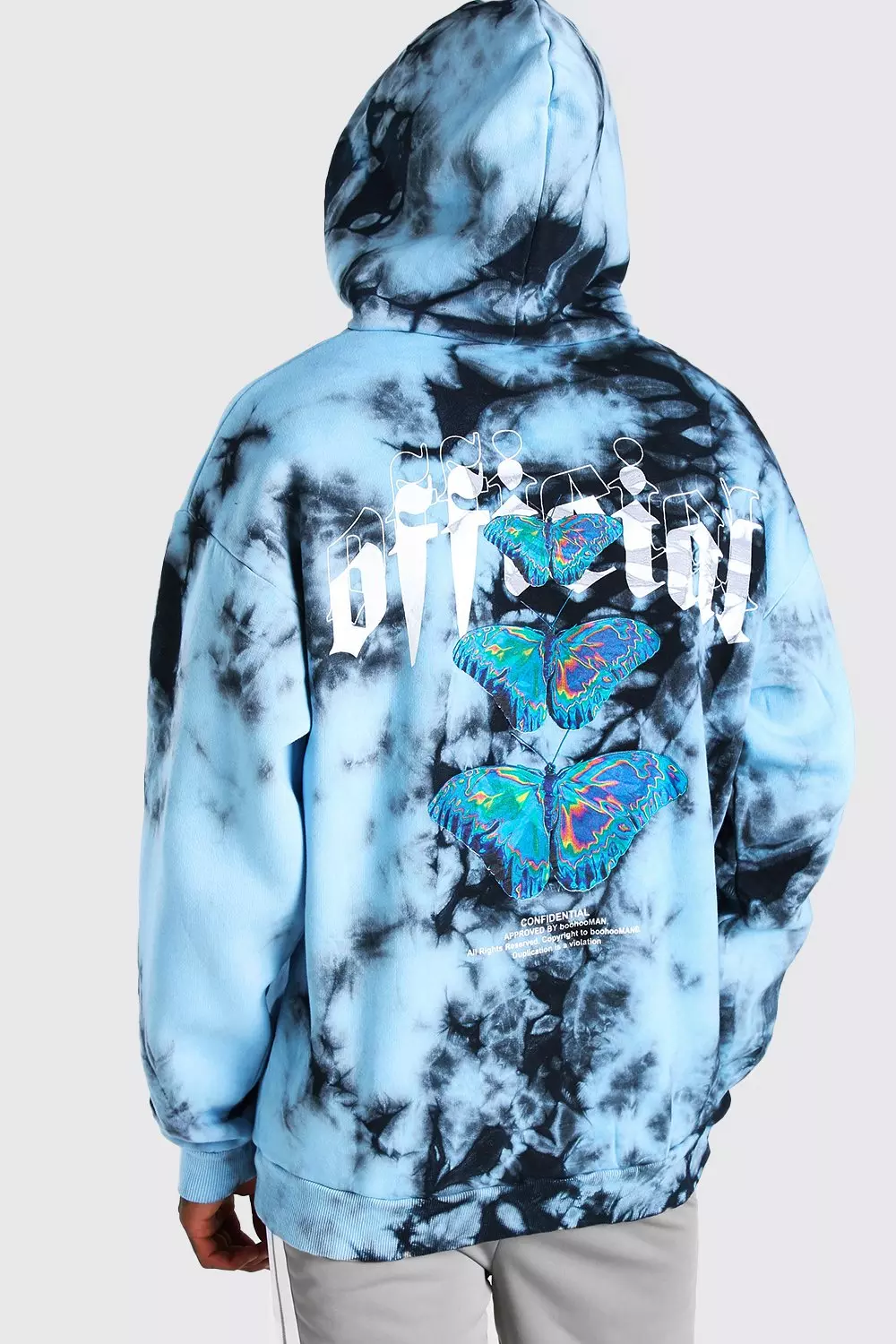 Oversized Butterfly Back Print Tie Dye Hoodie